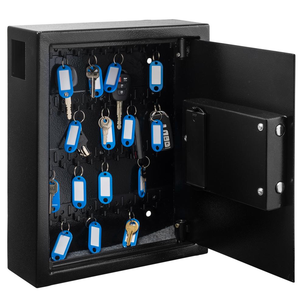 40-Key Steel Digital Lock Key Cabinet, Black