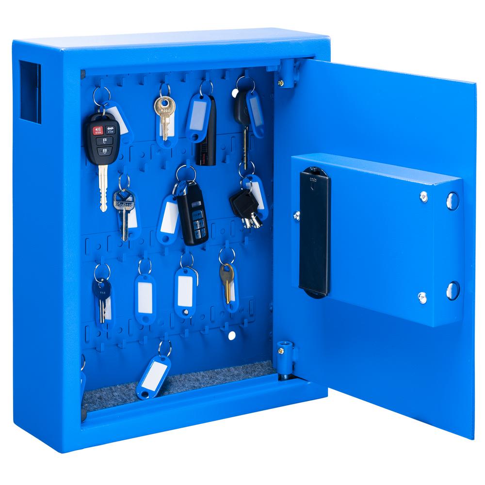 40-Key Steel Digital Lock Key Cabinet, Blue