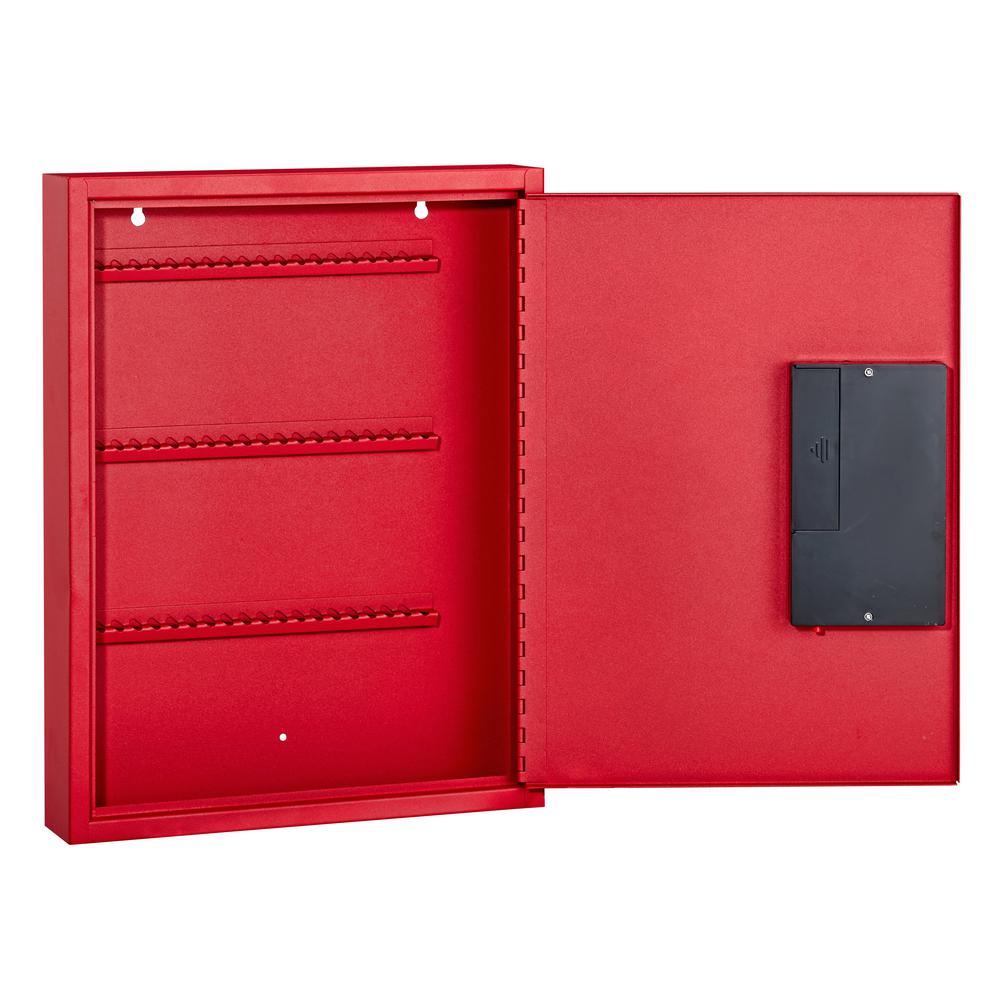 60-Key Steel Heavy-Duty Digital Lock Key Cabinet, Red