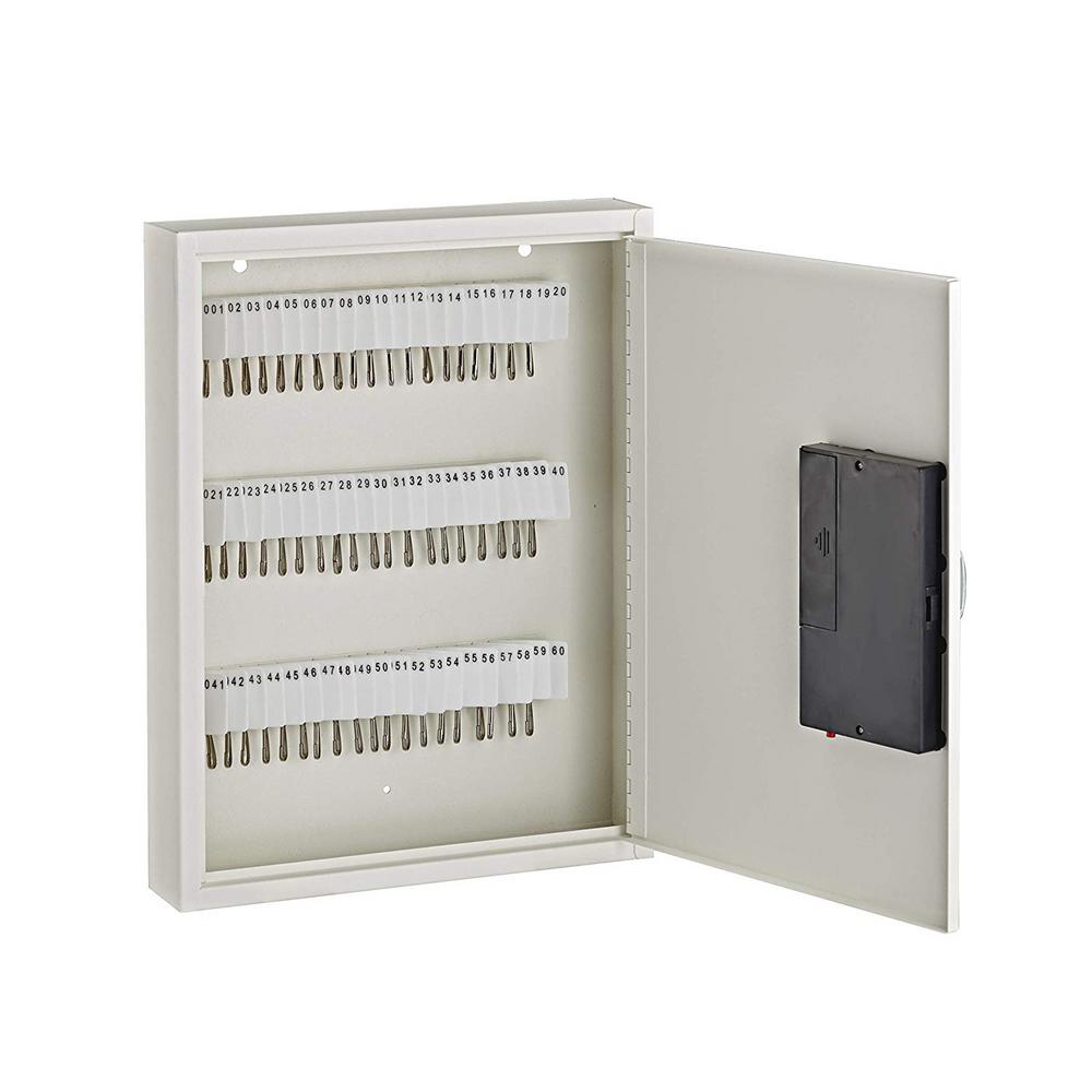 60-Key Steel Heavy-Duty Digital Lock Key Cabinet, White