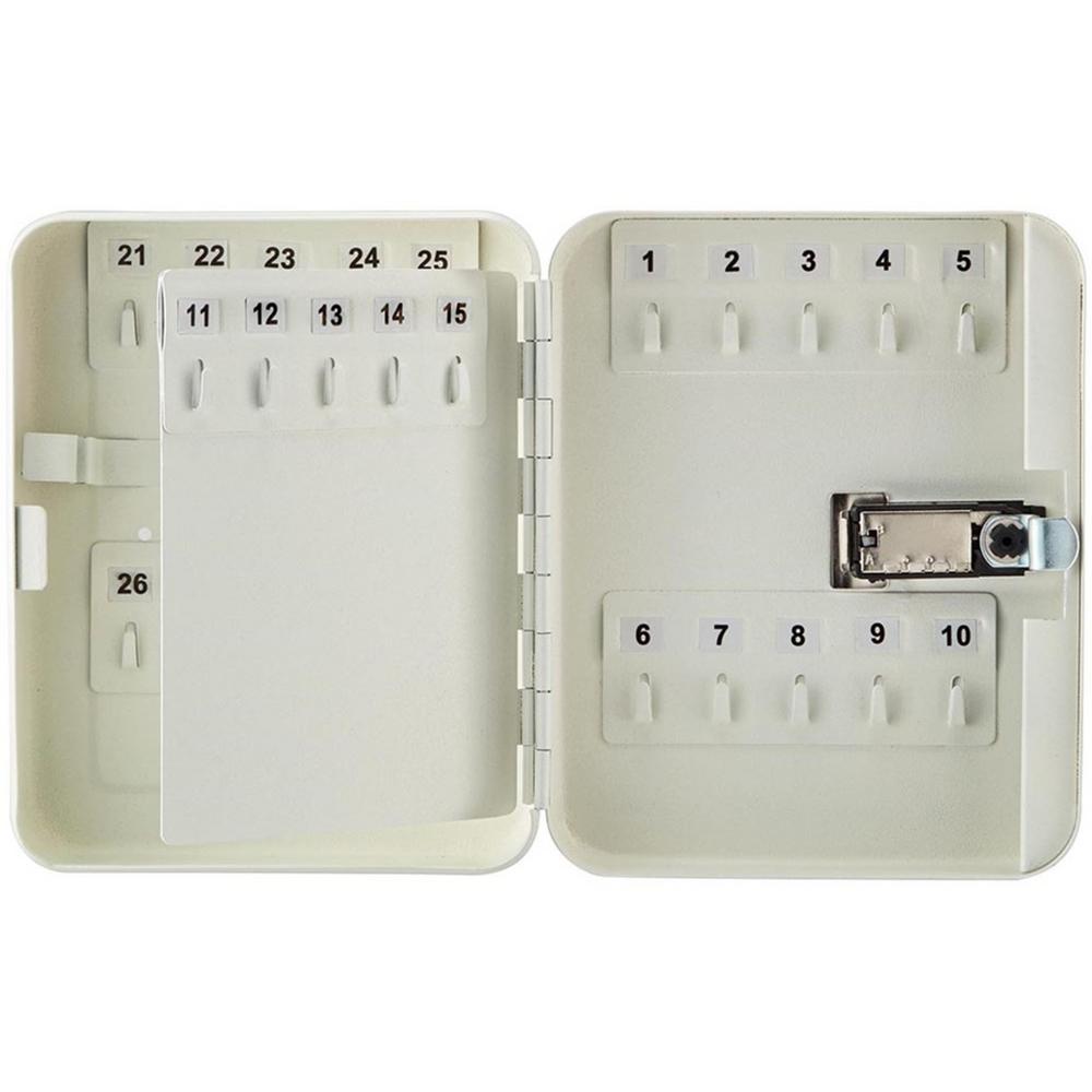 30-Key Steel Heavy-Duty Key Cabinet with Combination Lock, White with 100 Key Tags