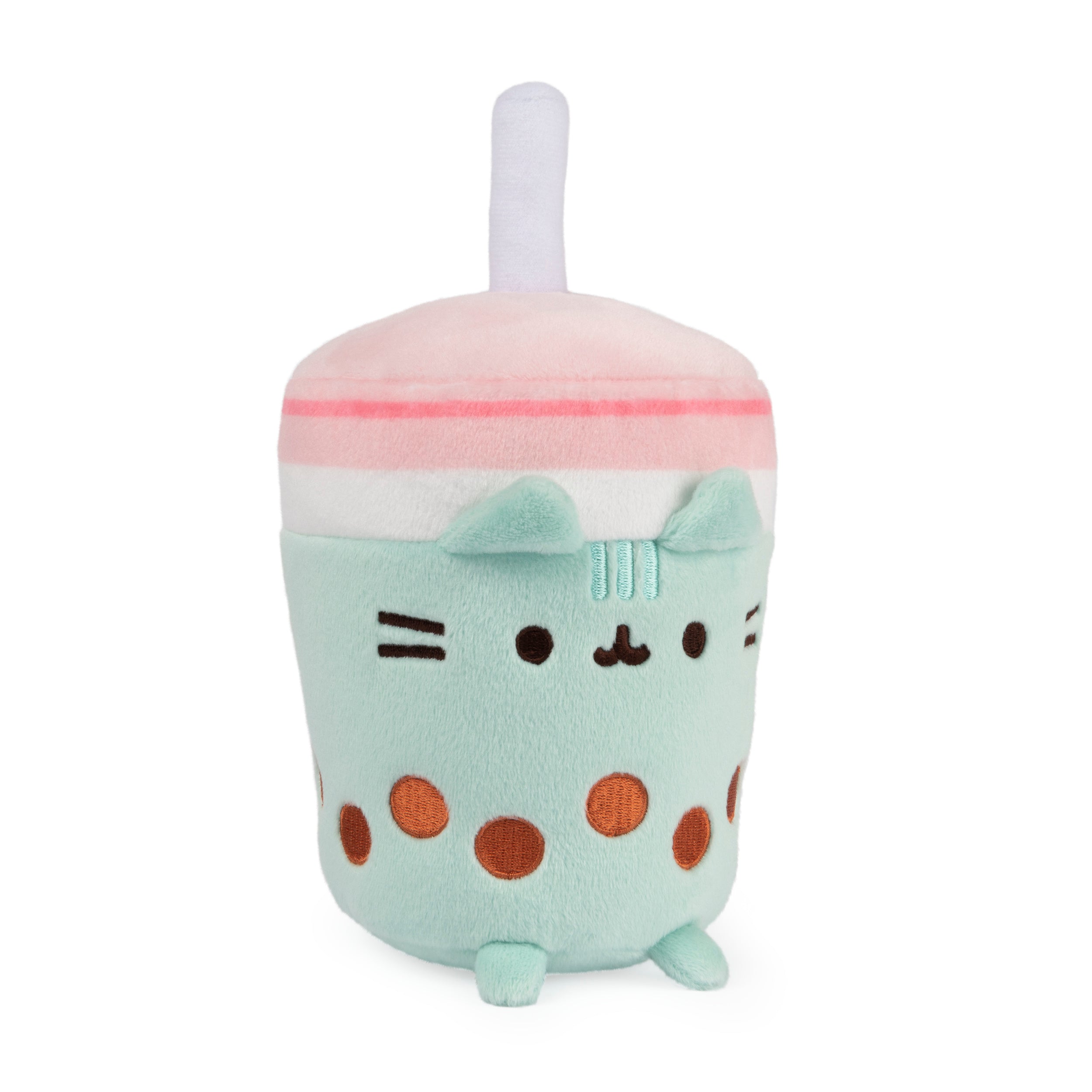 GUND Pusheen Boba Tea Cup Plush Cat Stuffed Animal for Ages 8 and Up, Green/Pink, 6”