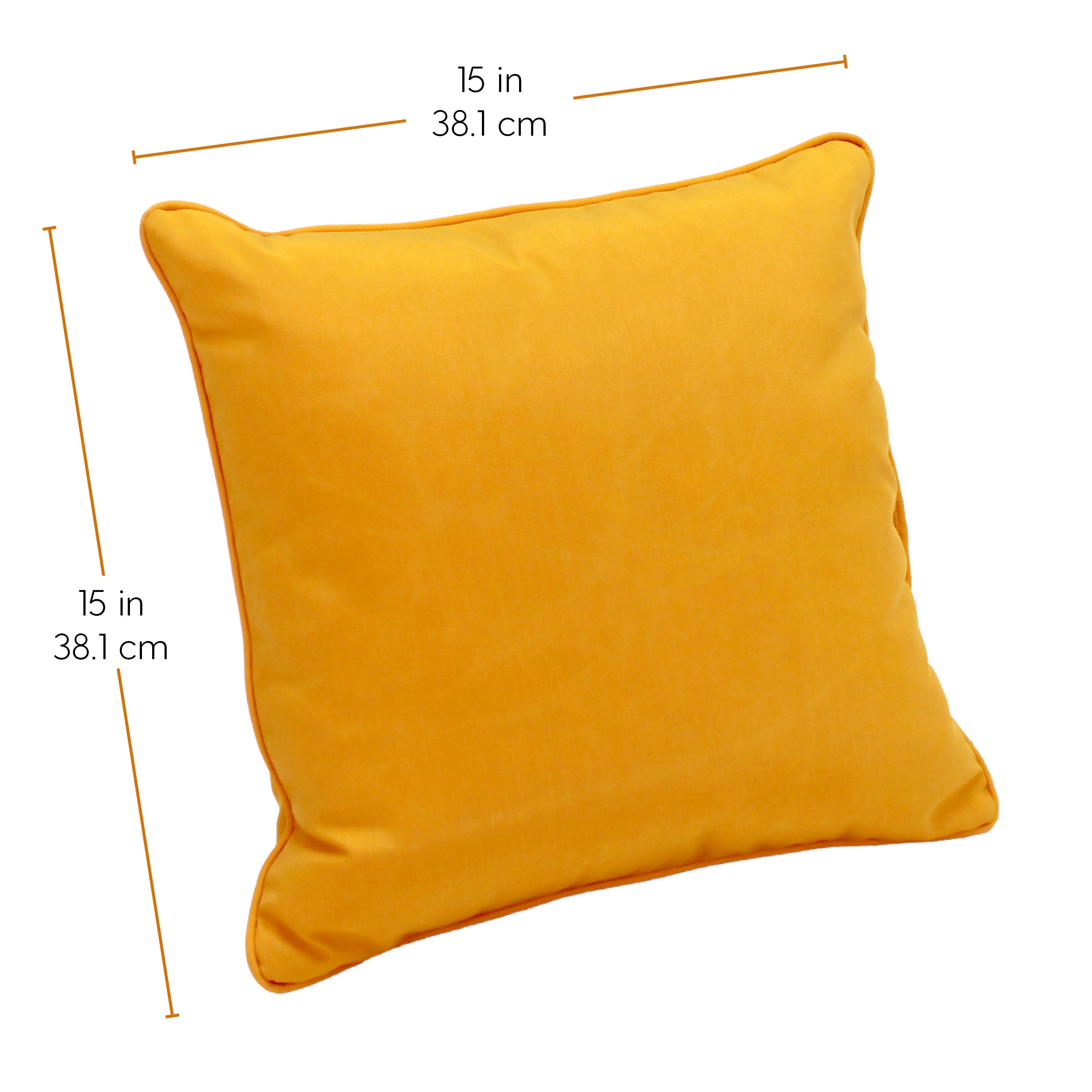 Presidio 15" x 15" Square Indoor/Outdoor Pillow with Piping, 2-Piece - Marigold