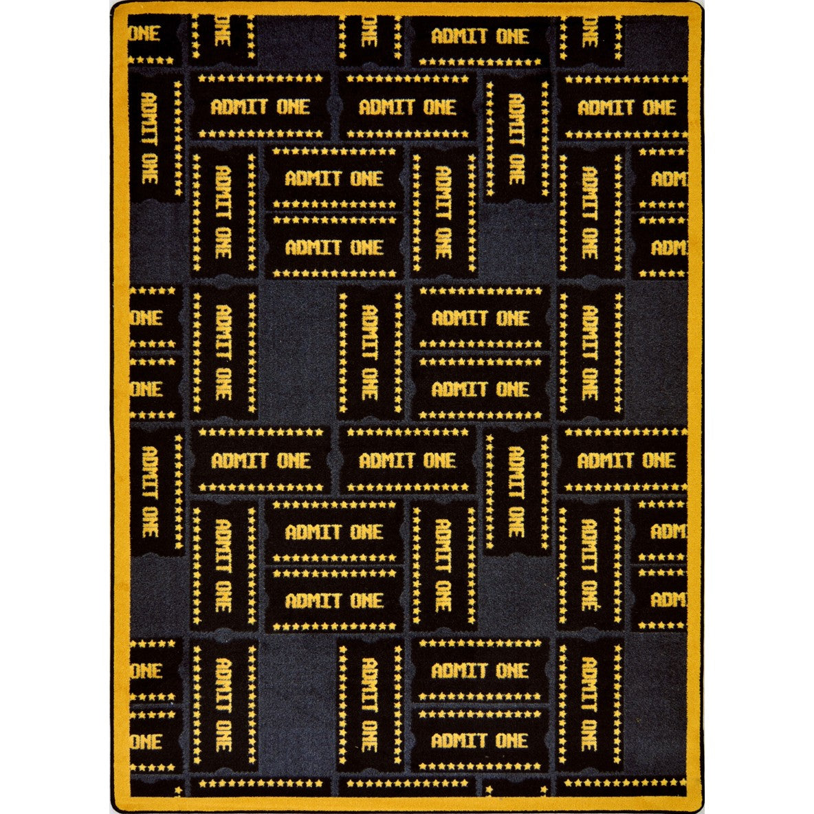 Admit One 7'8" x 10'9" area rug in color Black