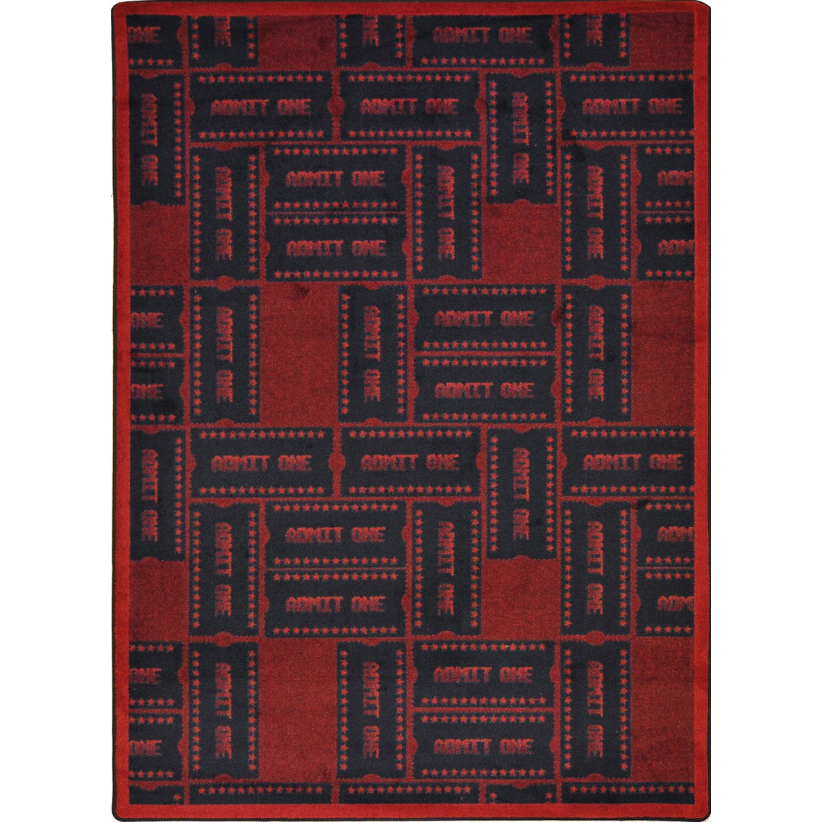 Admit One 7'8" x 10'9" area rug in color Burgundy