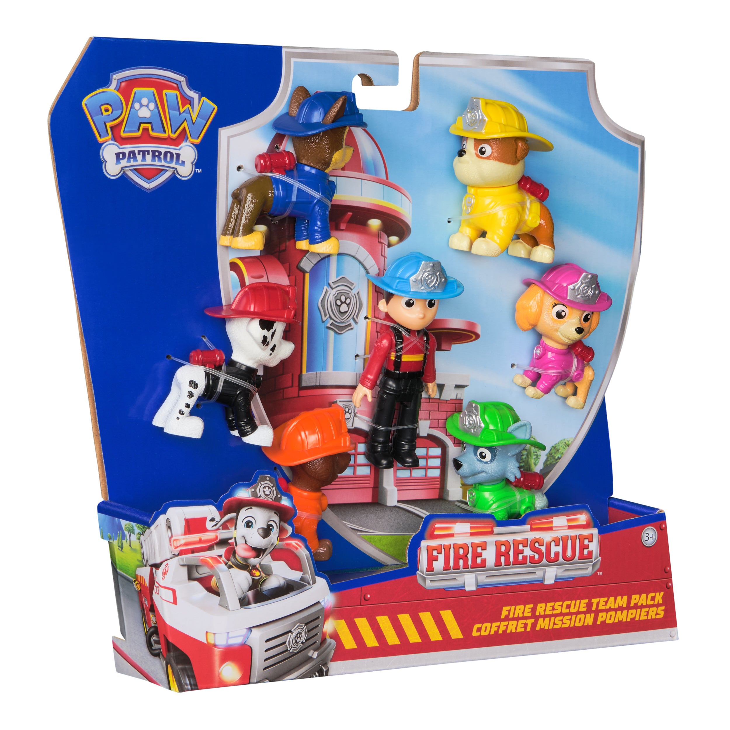 PAW Patrol Fire Rescue Team Pack with 7 Collectible Action Figures, Including Ryder & 6 PAW Patrol Pups, Kids Toys for Boys & Girls Ages 3 and Up
