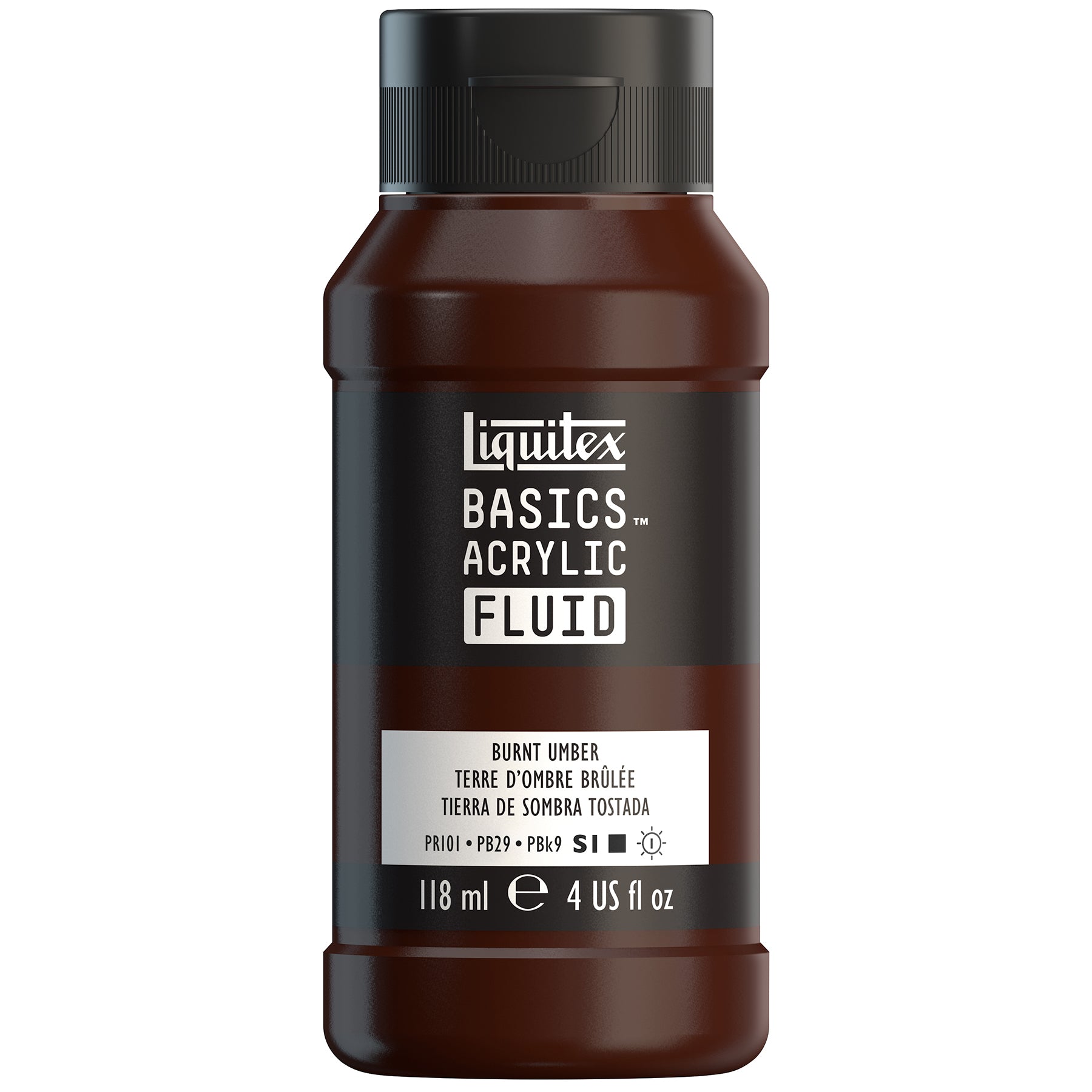 LQ BASICS Acrylic Fluid 118ml Bottle -  Burnt Umber