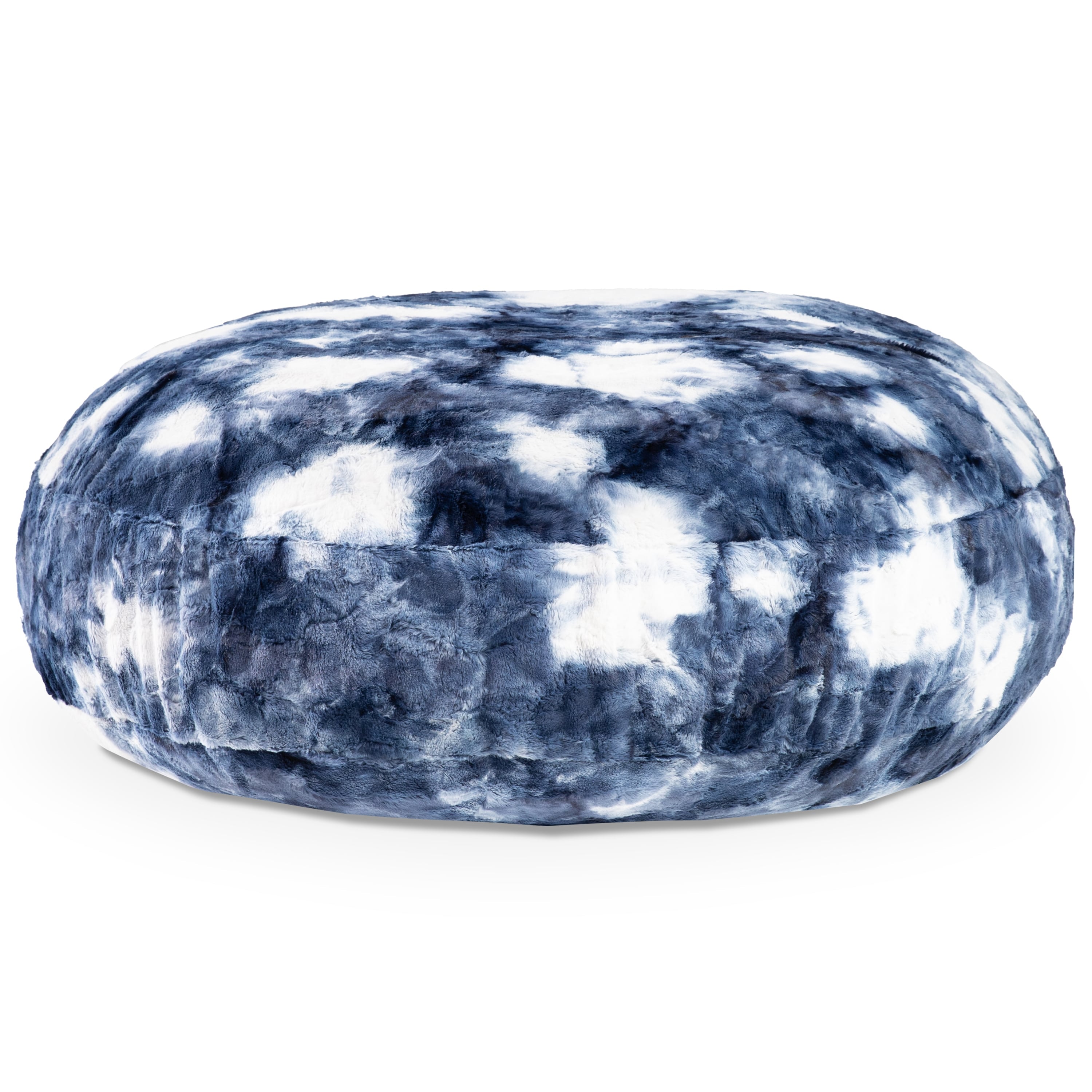 Jaxx Cocoon 4 Foot Bean Bag Chair - Faux Fur, Blue & White Print
