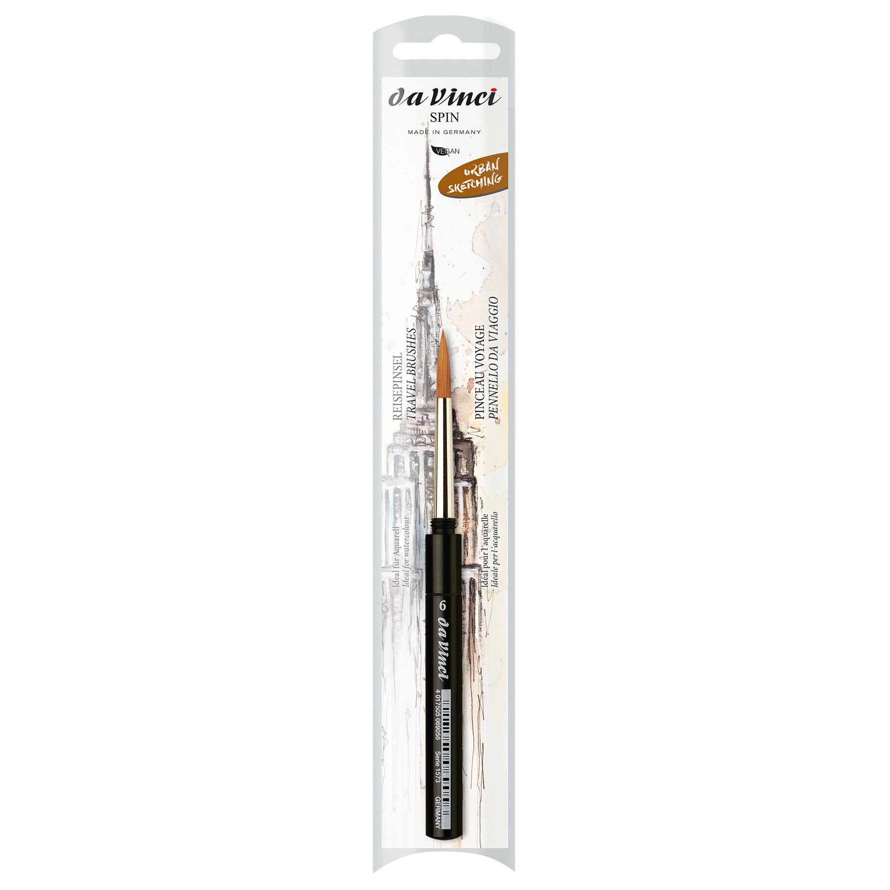 COSMOTOP-SPIN Pocket Travel Brush, Synthetic, Watercolor, Round, Series 1573, Size 6