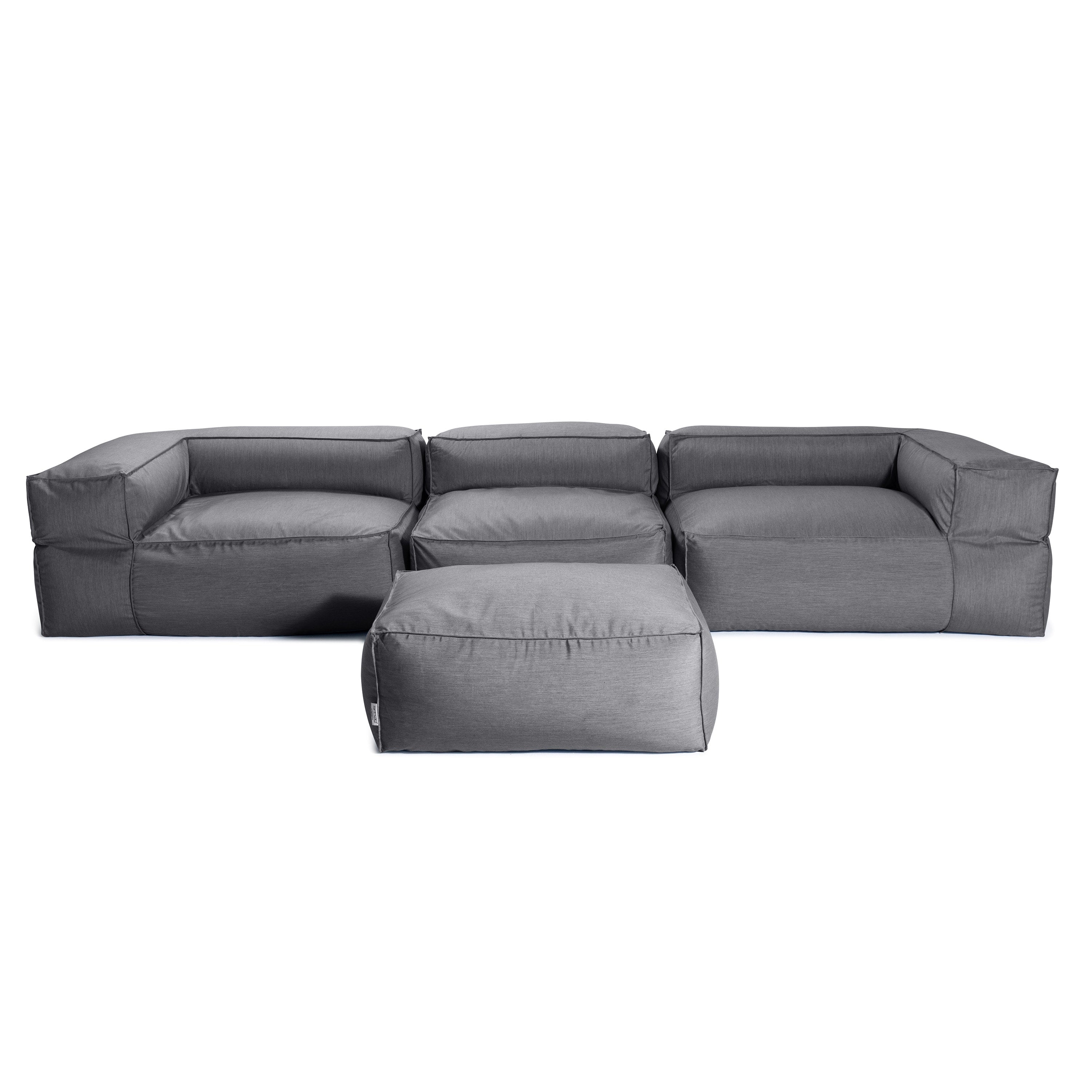 Baya 4 Piece Outdoor Sofa with Ottoman - Luxurious European Style Soft Seating, Charcoal