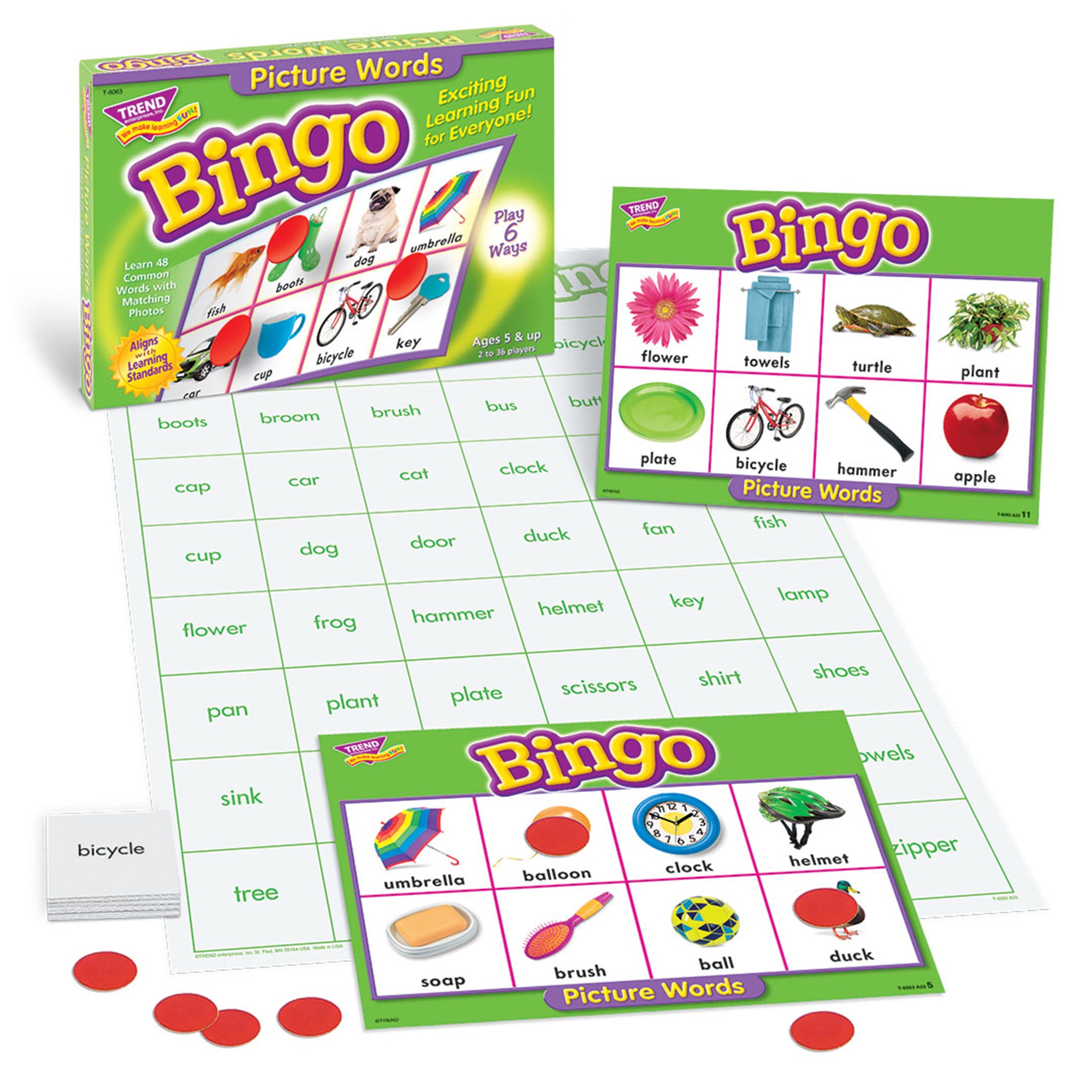 BINGO PICTURE WORDS AGES 5 & UP