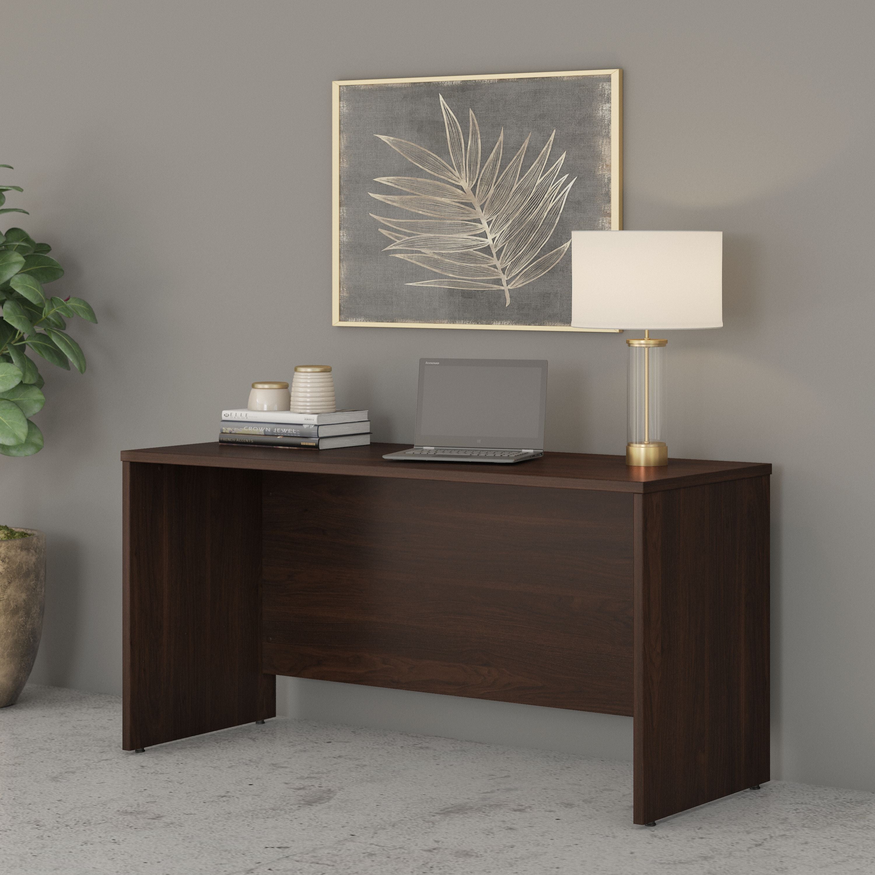 Bush Business Furniture Studio C 60W x 24D Credenza Desk in Black Walnut - 59.45" Width x 23.35" Depth x 29.84" Height
