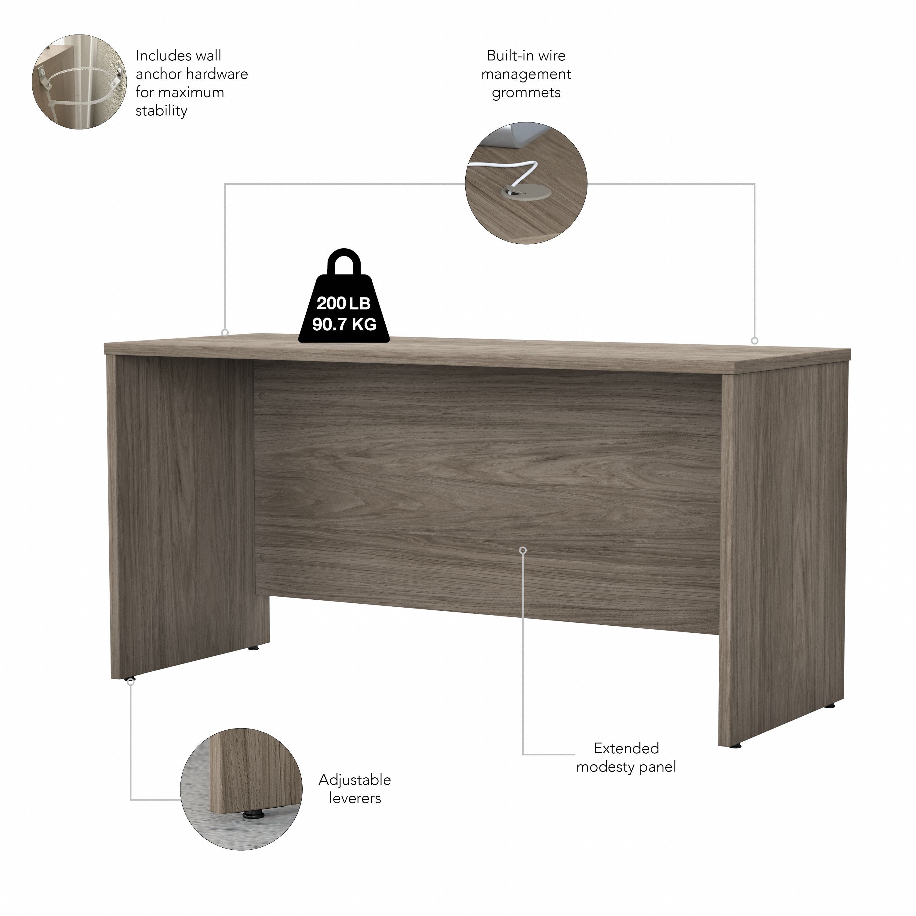 Bush Business Furniture Studio C 60W x 24D Credenza Desk in Modern Hickory - 59.45" Width x 23.35" Depth x 29.84" Height