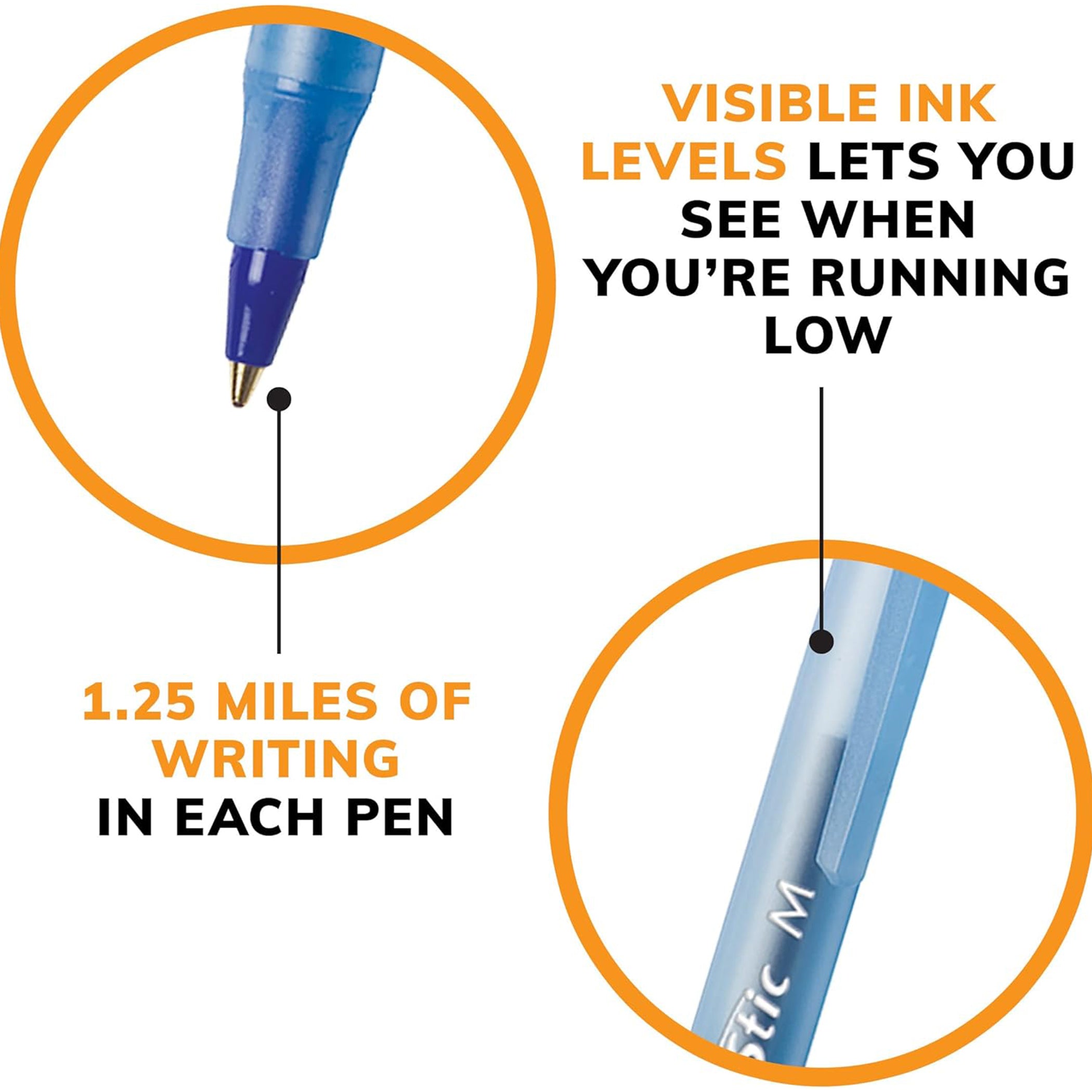 Round Stic® Xtra Life Ballpoint Pen, Medium Point (1.0mm), Blue, Pack of 10
