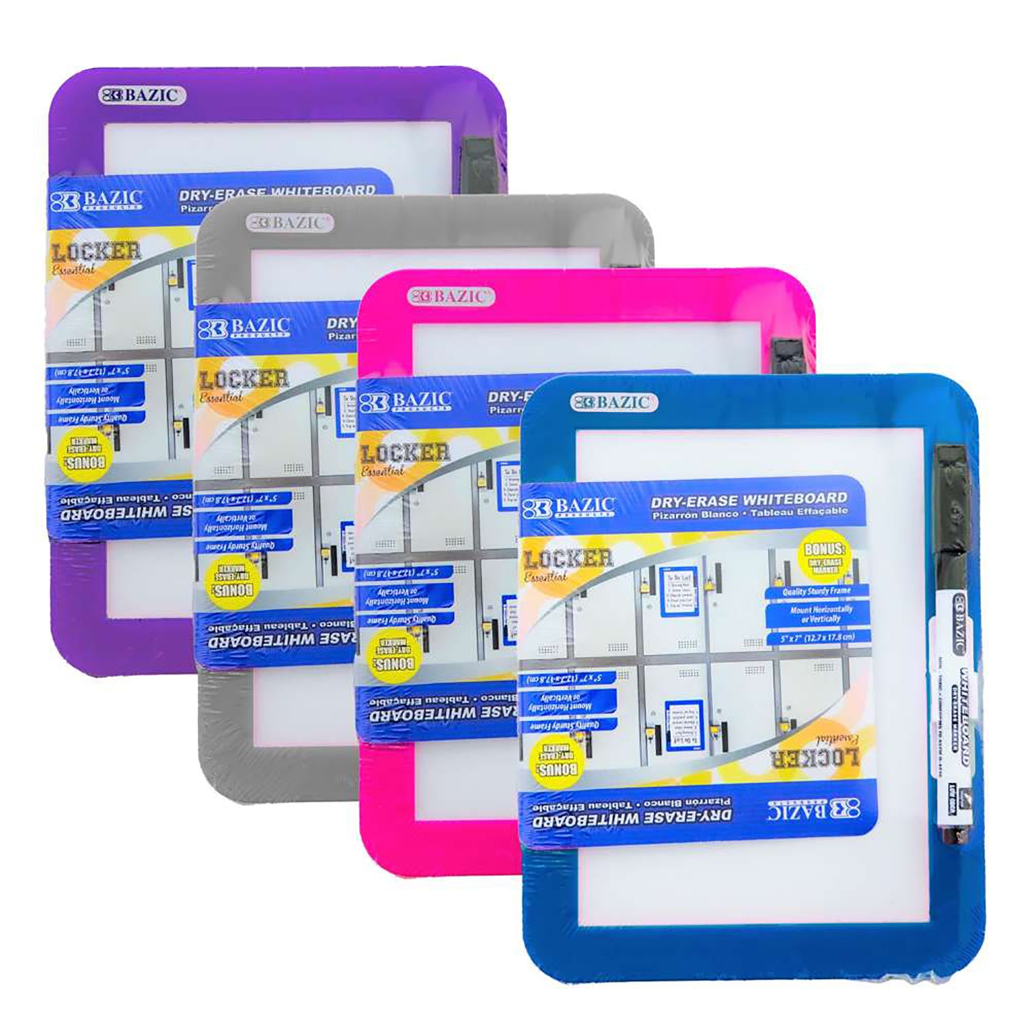 Magnetic Locker Dry Erase Board with Marker, 5" x 7", Assorted