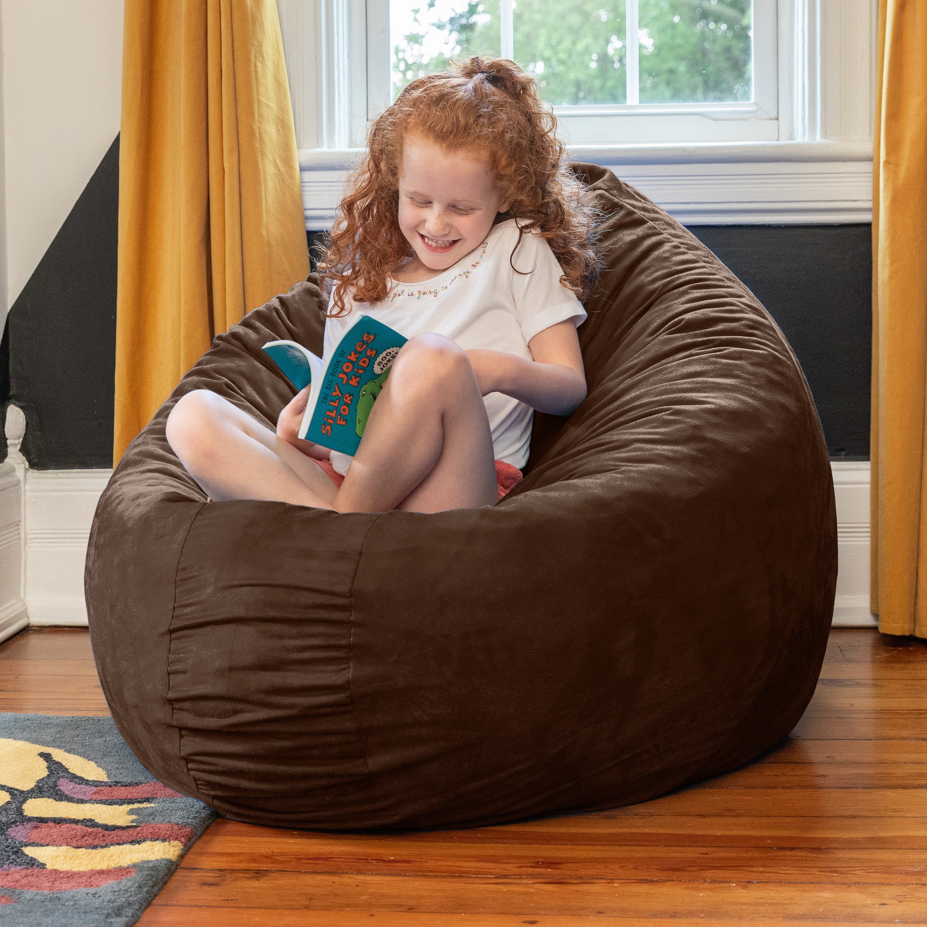 Jaxx Cocoon 4 Foot Bean Bag Chair and Crash Pad, Chocolate