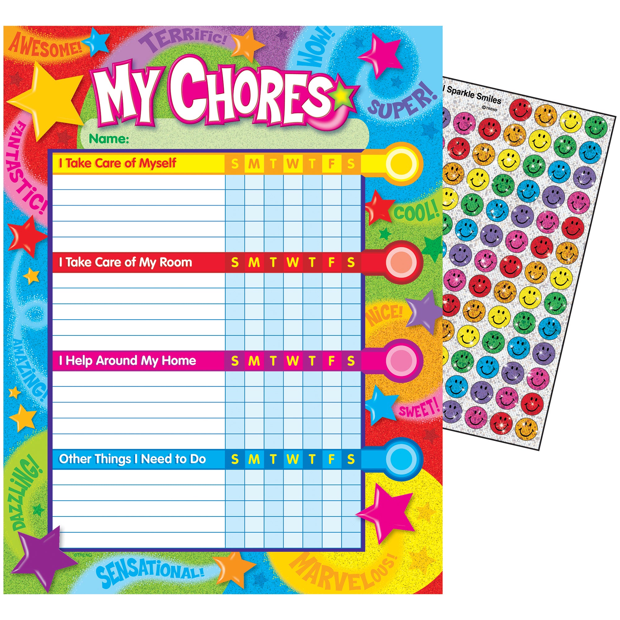 Praise Words 'n Stars Chore Charts, pad of 25