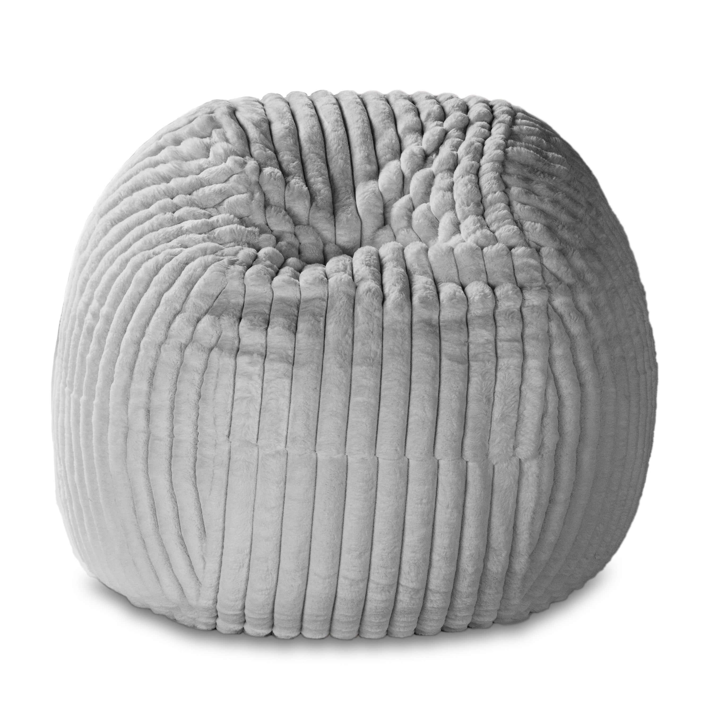 Jaxx 5 Foot Saxx Bean Bag Chair for Adults - Luxe Faux Fur, Mondo Grey