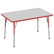 30" x 48" Rectangle T-Molding Activity Table with Adjustable Standard Ball Glide Legs - Gray/Red