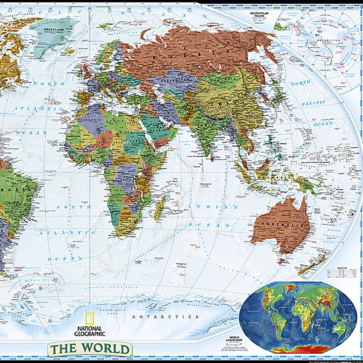 World Decorator Map, Laminated, 46" x 30.5"