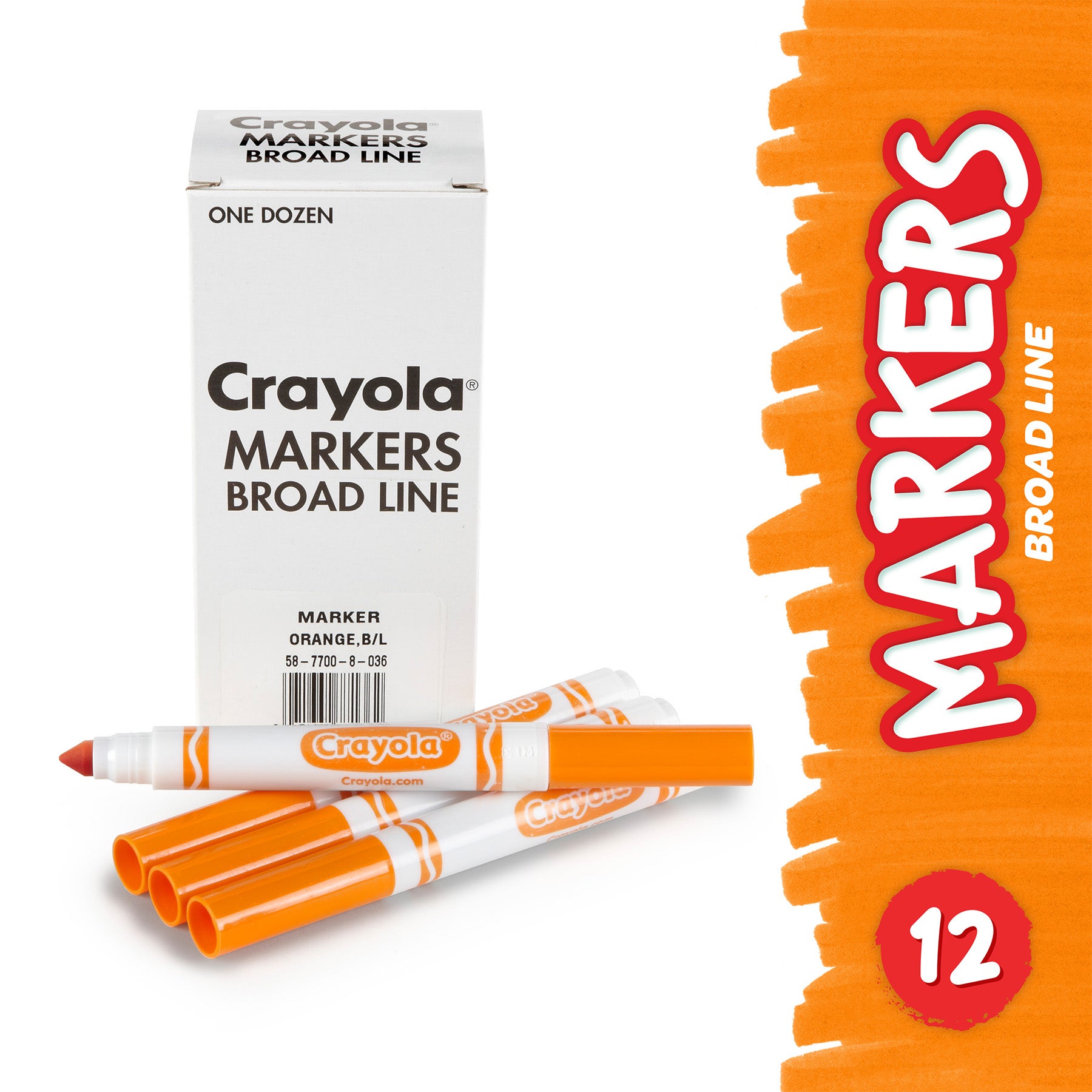 Bulk Markers, Conical Tip, Orange, 12 Count