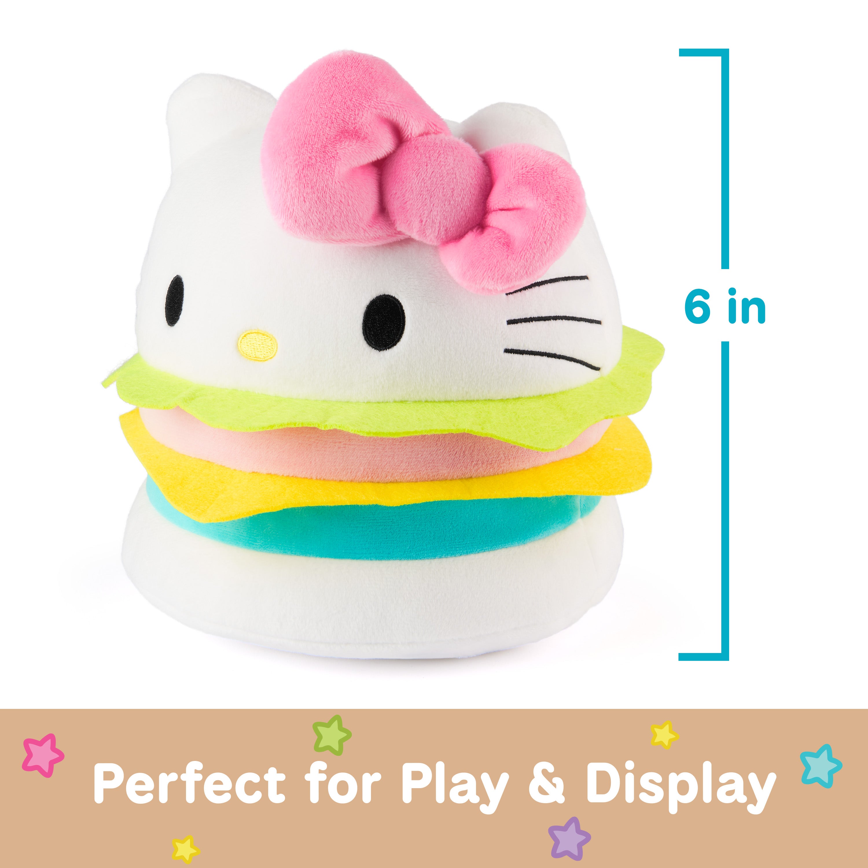 GUND Sanrio Official Hello Kitty Hamburger Plush, Collectible Plush Toy, Stuffed Animal for Ages 1 and Up, Pink/White, 8”