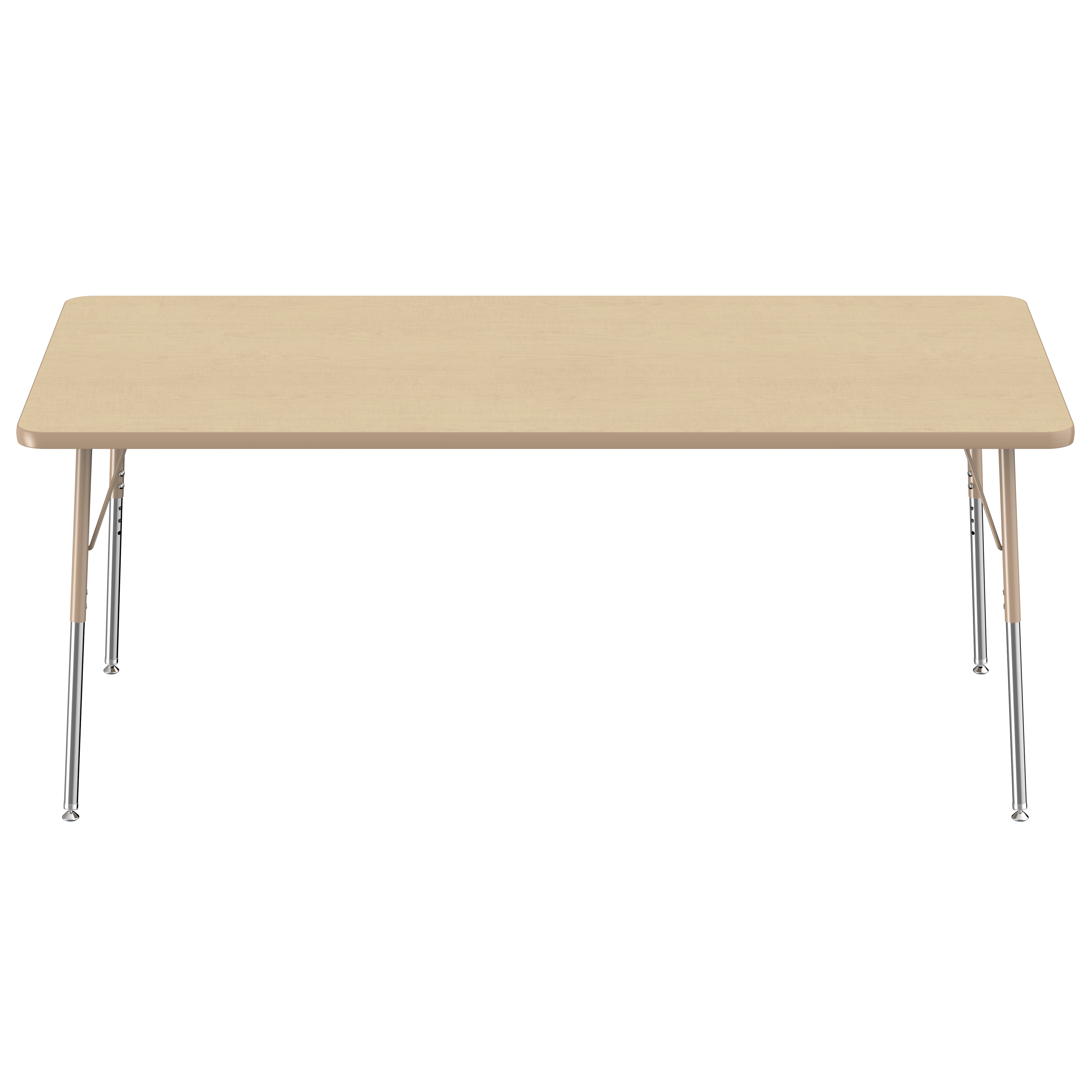 36" x 72" Rectangle T-Molding Activity Table with Adjustable Standard Swivel Glide Legs - Maple/Sand