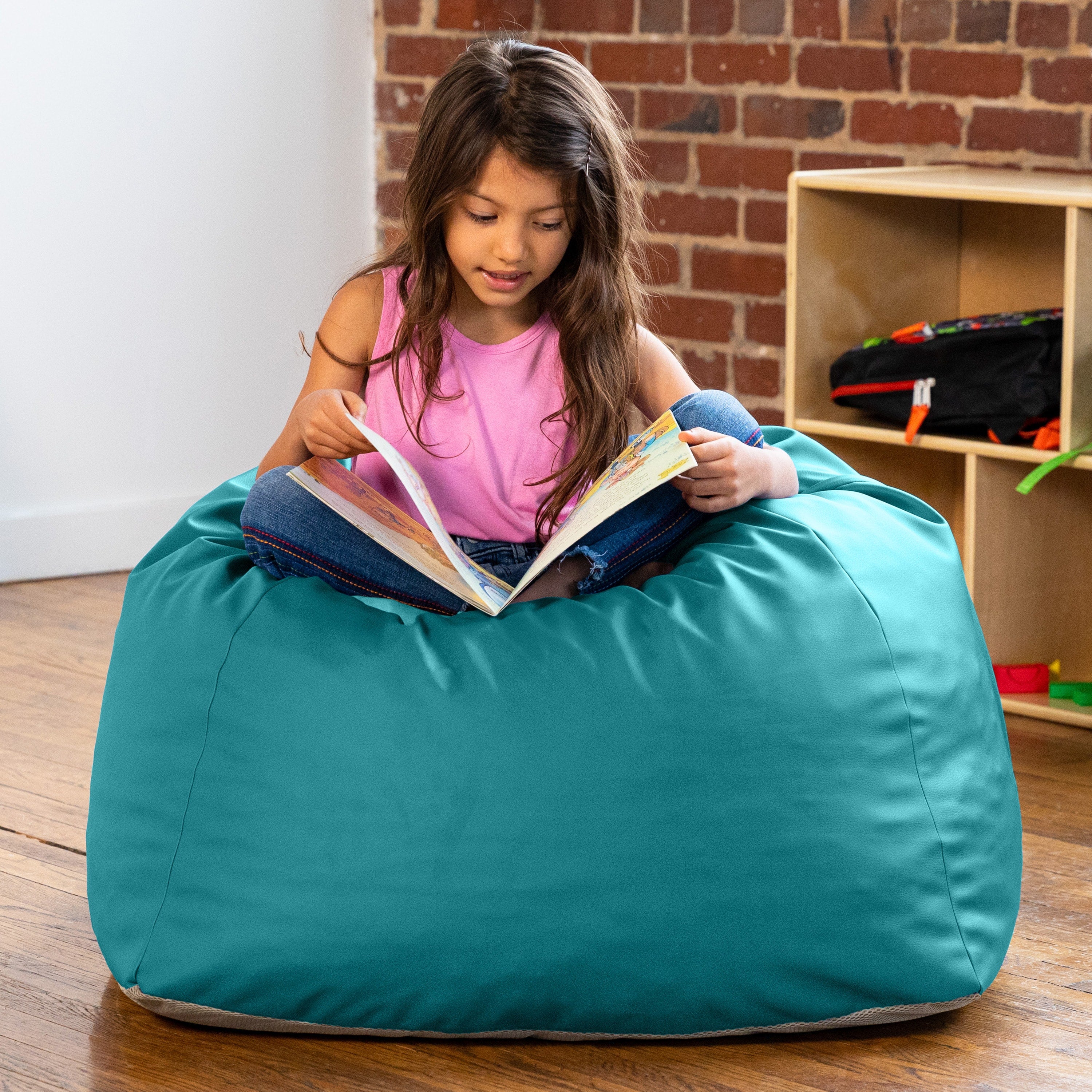 Jaxx Gumdrop Jr. Kids Bean Bag for Early Childhood & Educational Environments, Premium Vinyl - Turquoise