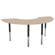 36" x 72" Half Moon La Madera Activity Table with Adjustable Super Legs - Maple Grain/Black