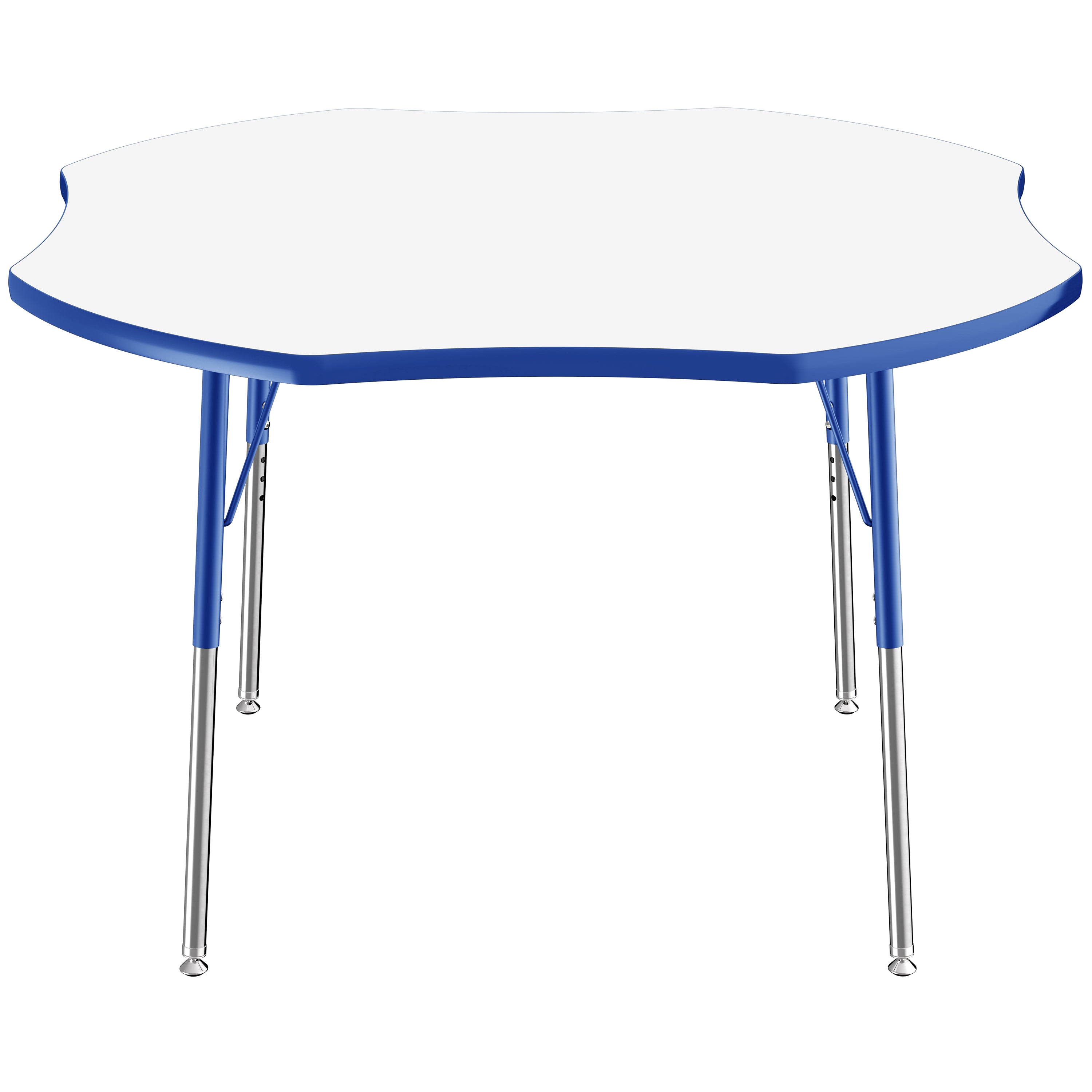 48" x 48" Clover Dry-Erase Activity Table with Adjustable Standard Swivel Glide Legs - Whiteboard/Blue