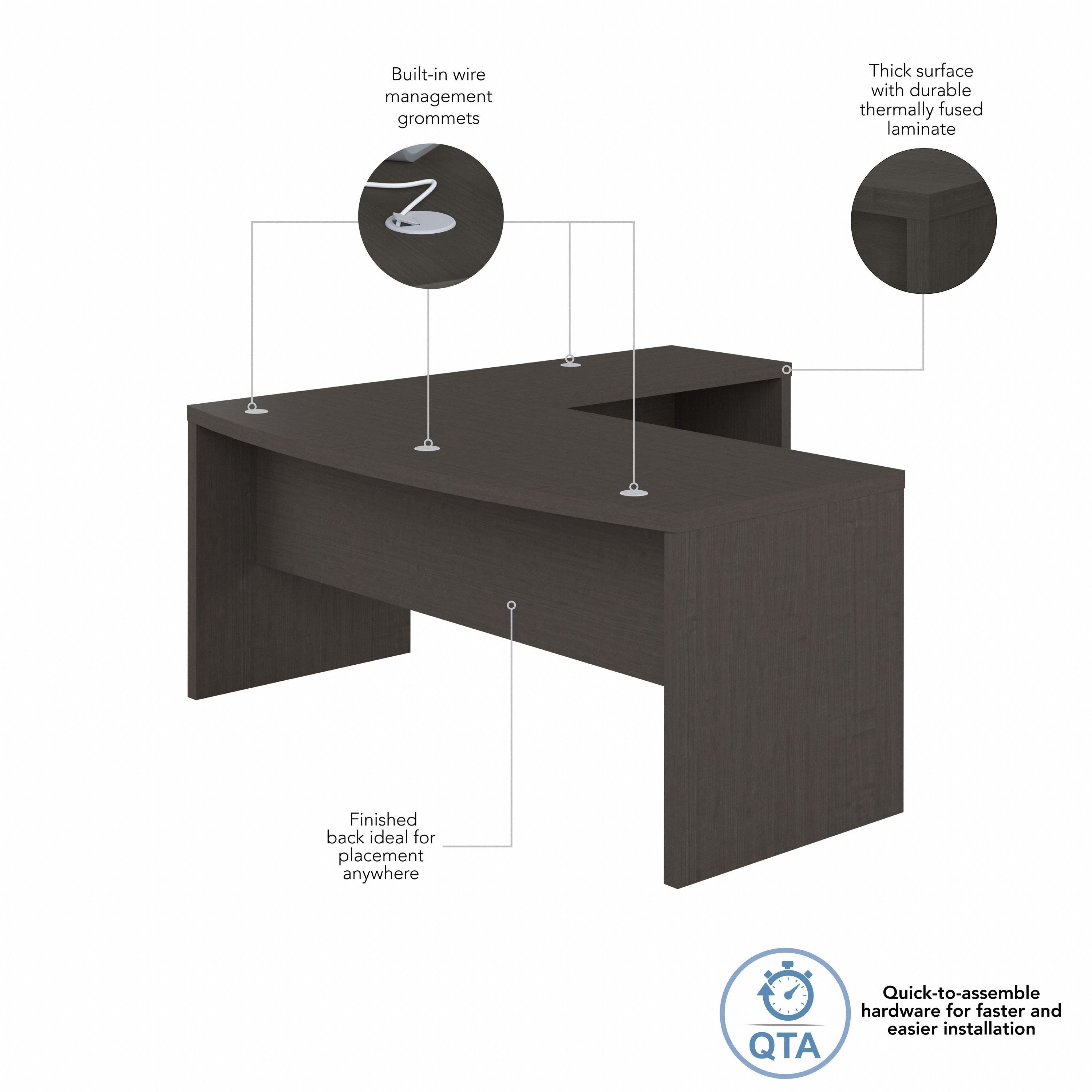 Bush Business Furniture Echo 72W Bow Front L Shaped Desk in Charcoal Maple - 71.97" Width x 77.32" Depth x 30" Height