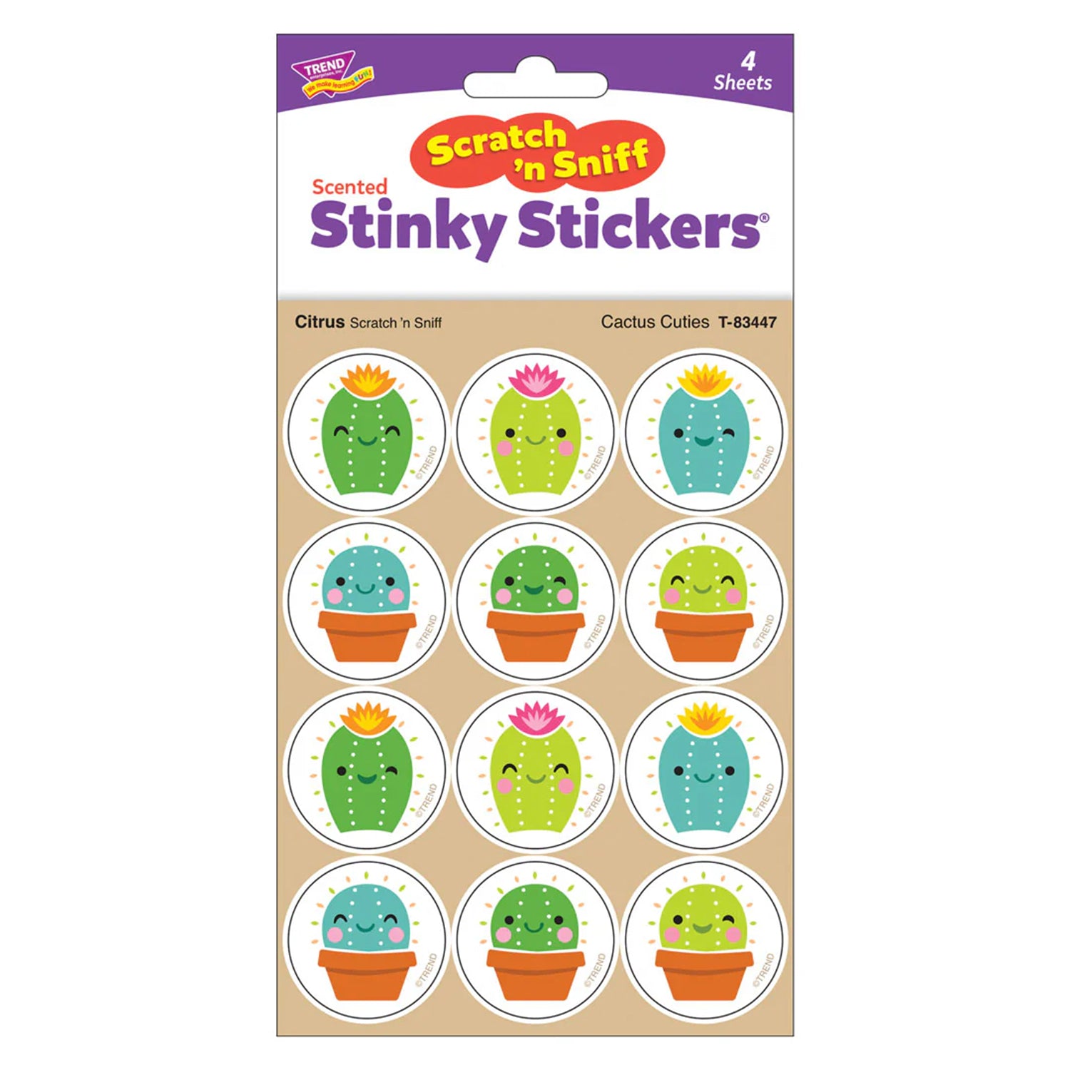 Cactus Cuties, Citrus scent Scratch 'n Sniff Stinky Stickers®, Pack of 48