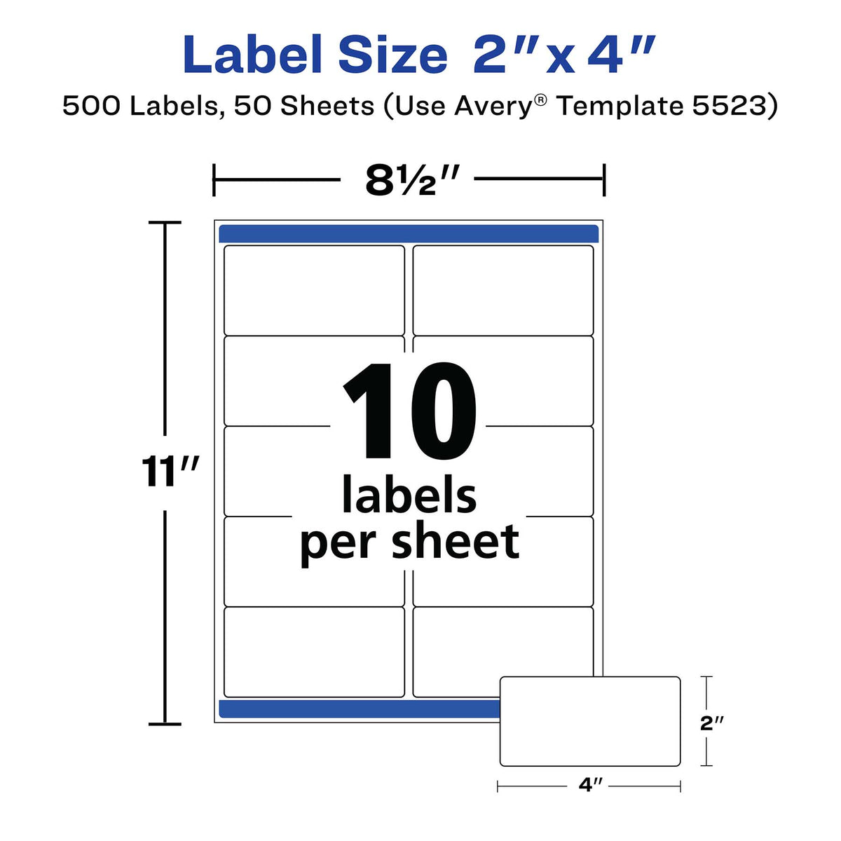 500 AVERY WATERPROOF LABELS 2X4