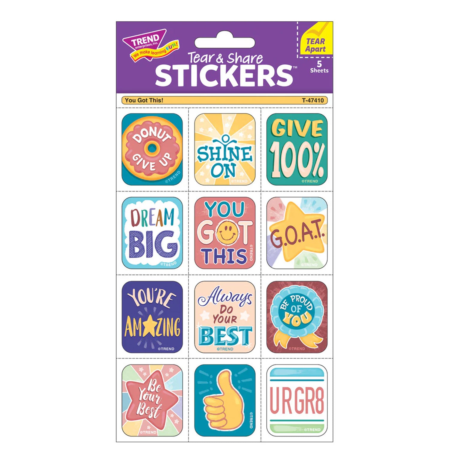 You Got This! Tear & Share Stickers™, Pack of 60