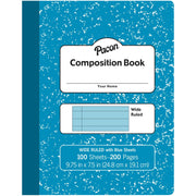 Pastel Composition Book, Blue Marble Cover, Light Blue Sheets, 3/8" Ruled, 9-3/4" x 7-1/2", 100 Sheets