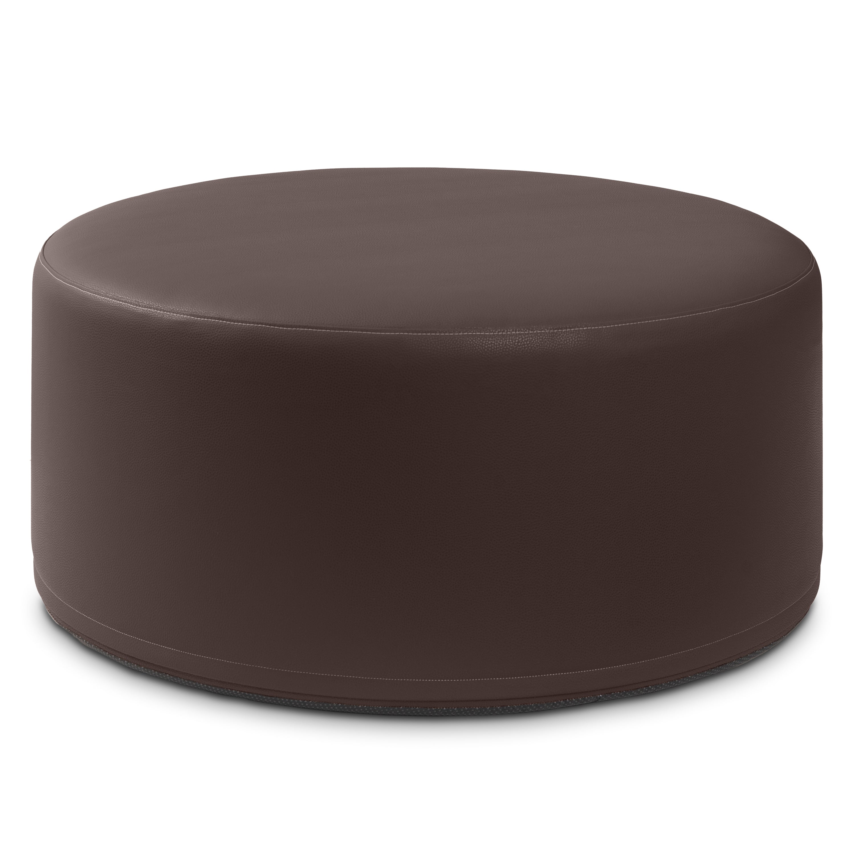 Jaxx Candler Round Couch Ottoman – Oversized Giant Coffee Table Ottoman - Versatile Firm Foam Construction - Kid Safe with Removable Cover, 36”, Premium Faux Leather, Chocolate