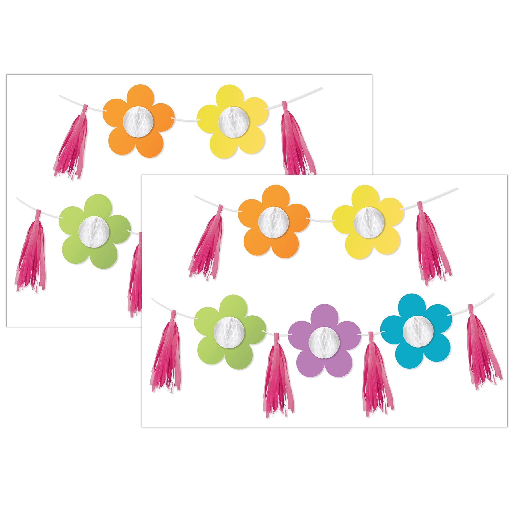 Happily Ever Elementary Retro Remix Flowers and Tassels Dimensional Accents Per Set, 2 Sets
