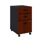Bush Business Furniture Series A 3 Drawer Mobile File Cabinet in Hansen Cherry and Galaxy - 15.71" Width x 20.2" Depth x 27.79" Height