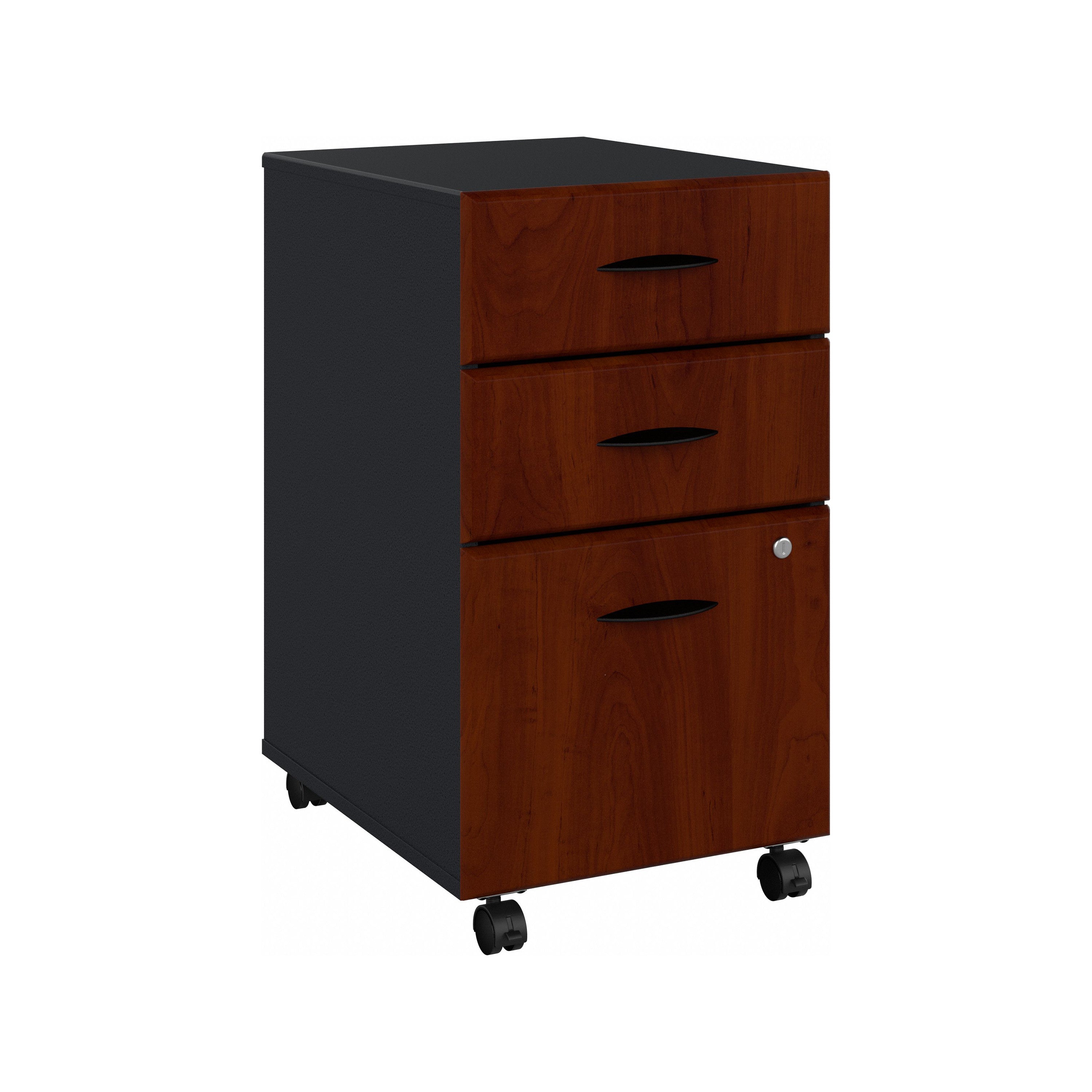 Bush Business Furniture Series A 3 Drawer Mobile File Cabinet in Hansen Cherry and Galaxy - 15.71" Width x 20.2" Depth x 27.79" Height
