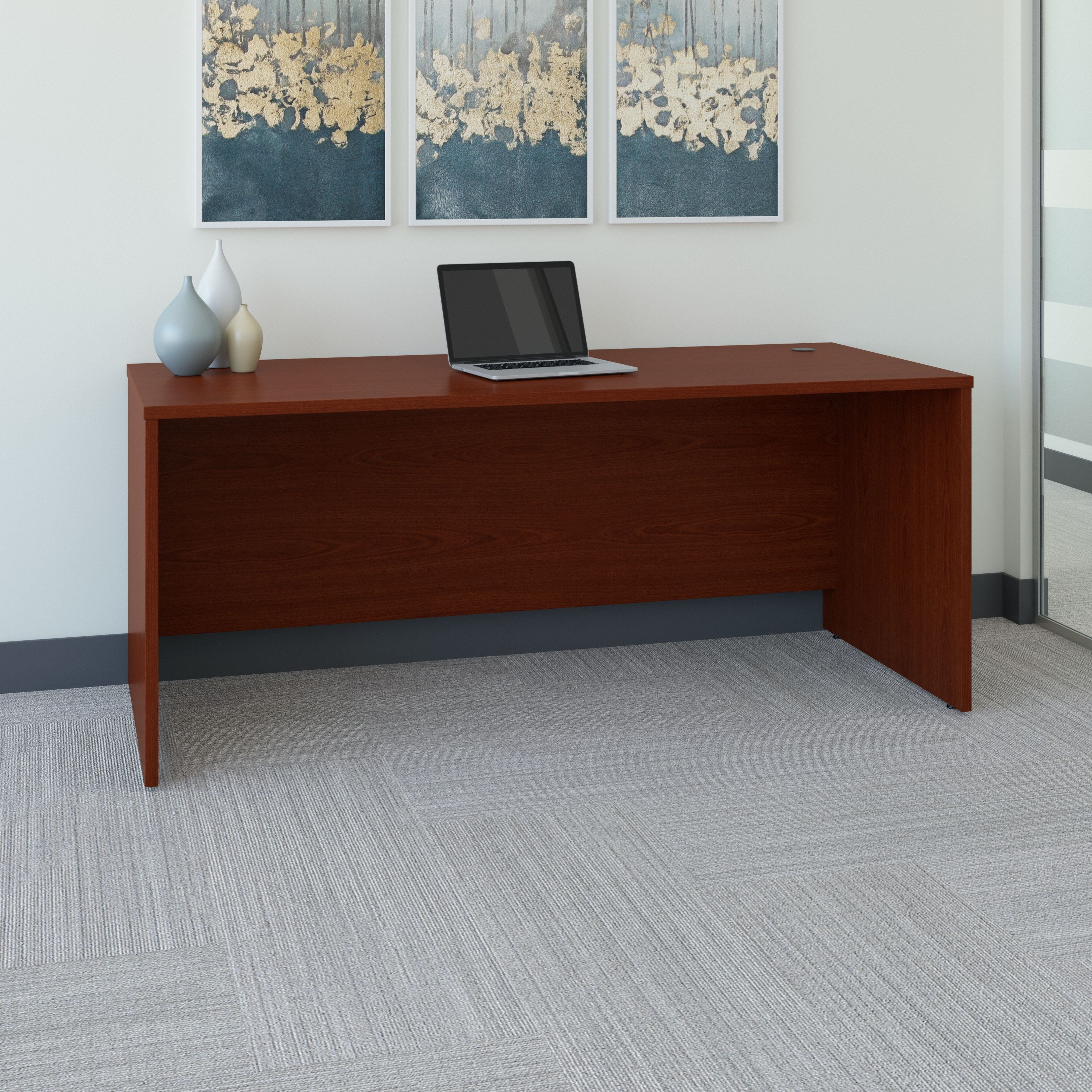 Bush Business Furniture Series C 72W x 30D Office Desk in Mahogany - 71.02" Width x 29.37" Depth x 29.84" Height