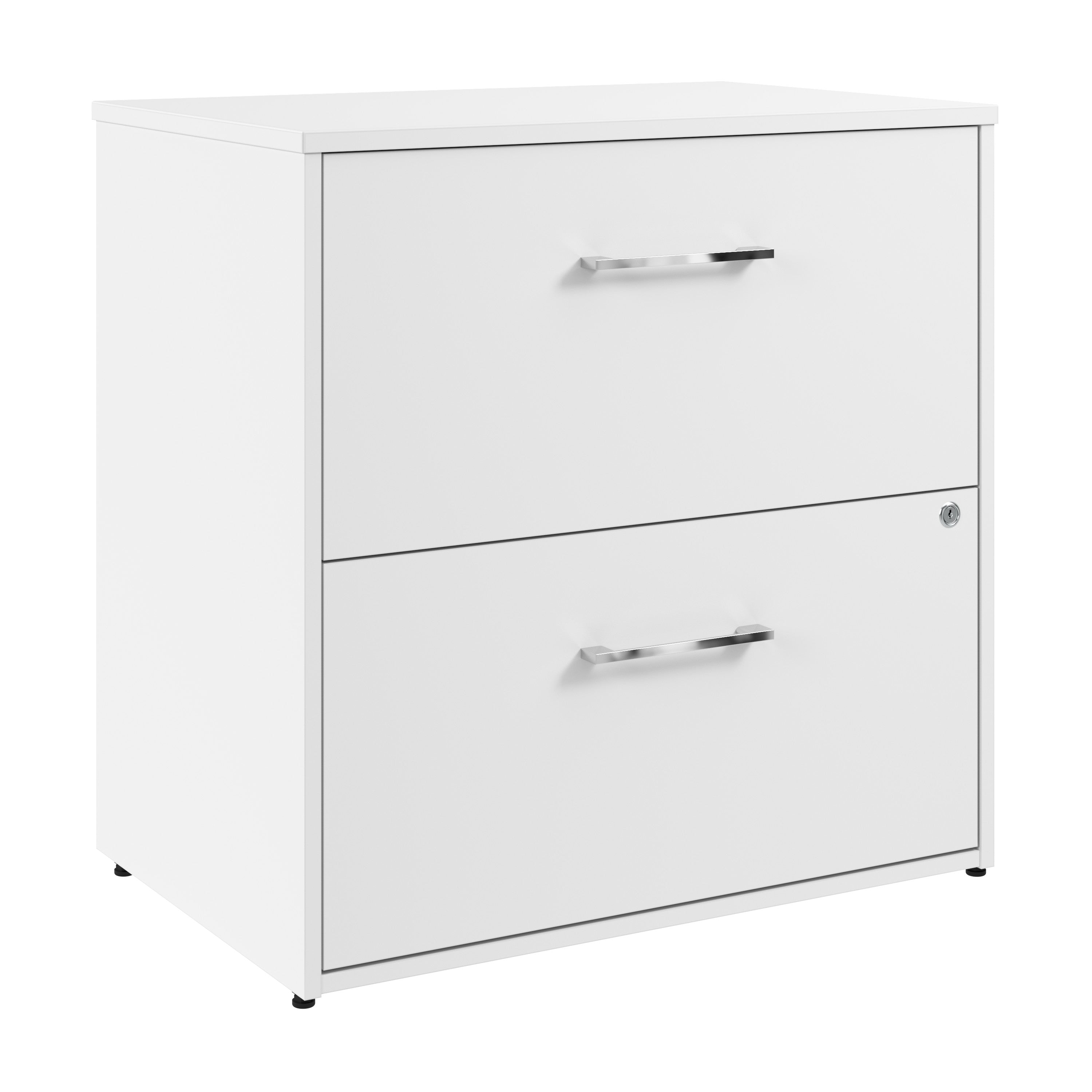 Bush Business Furniture Hustle 2 Drawer Lateral File Cabinet with Lock in White - Assembled - 29.65" Width x 19.61" Depth x 30" Height