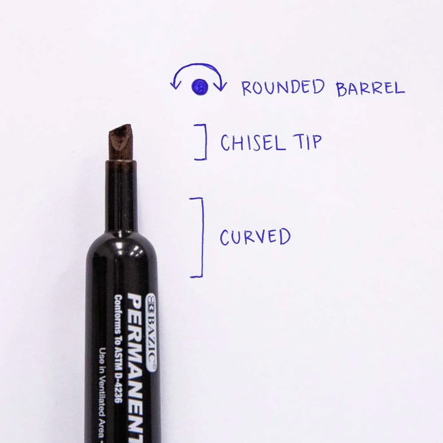 Permanent Markers, Desk Style, Chisel Tip, Black, Box of 12