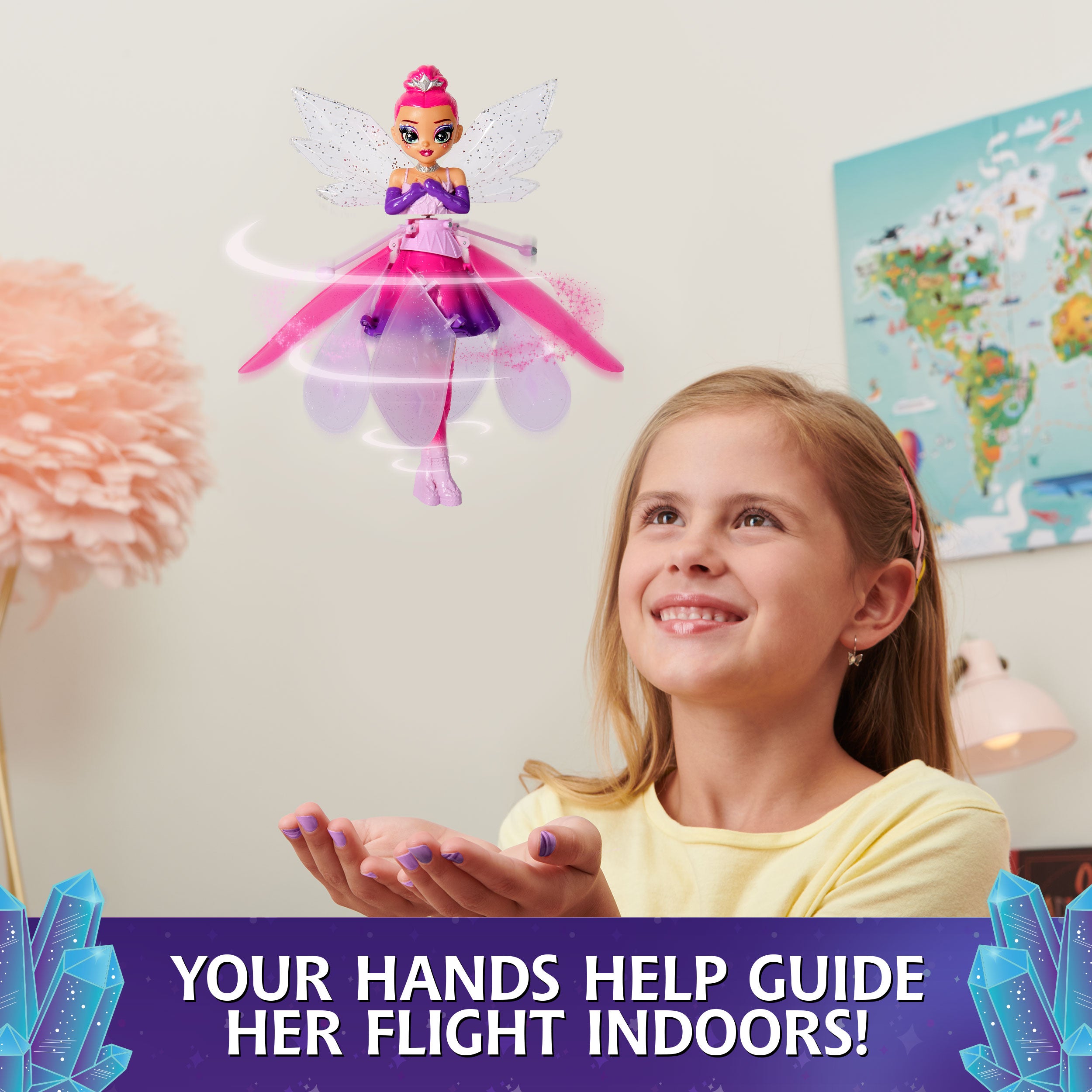 Crystal Flyers, Magical Flying Doll with Crystal Wings, Interactive Kids Toys for Ages 5 and up