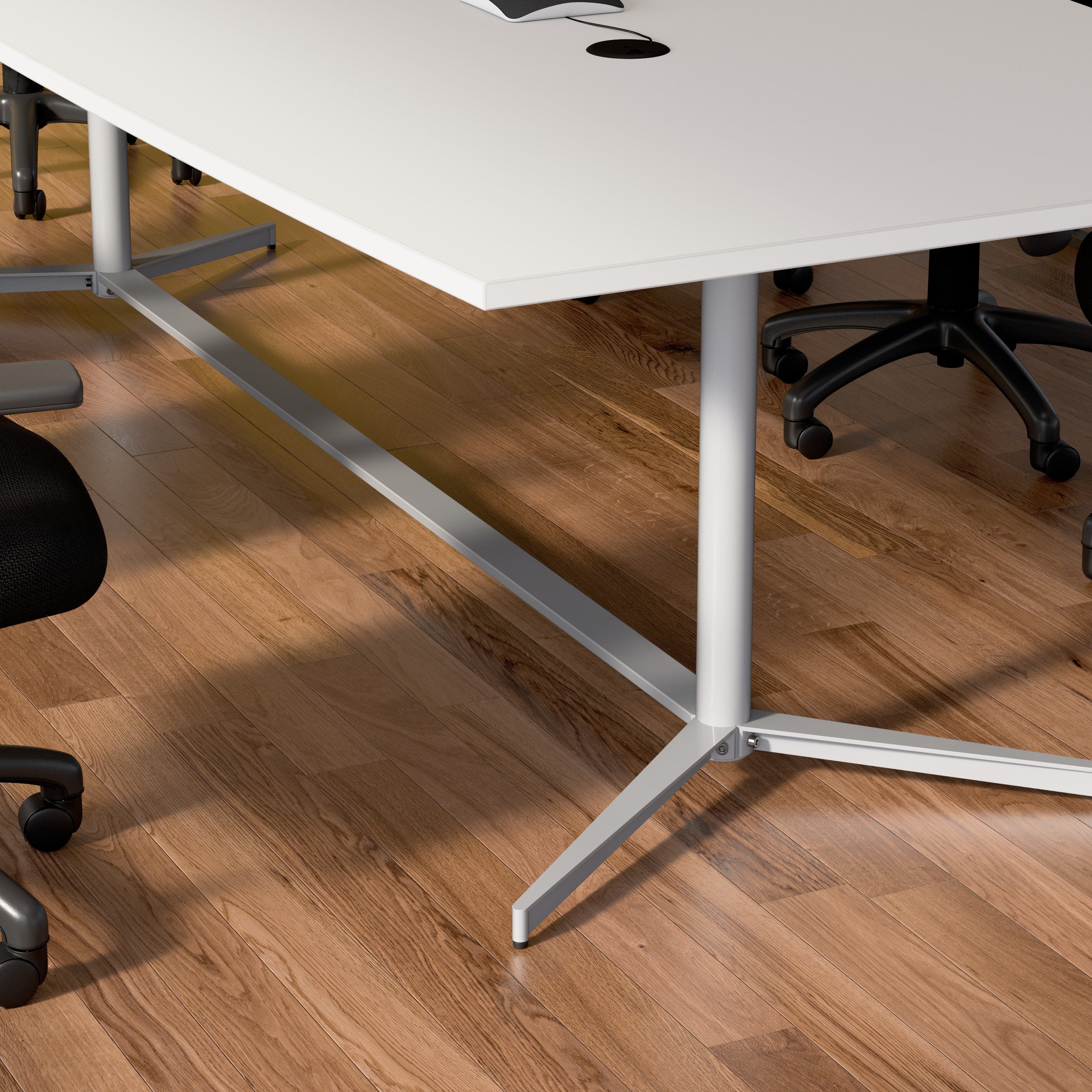 Bush Business Furniture 120-inch Office Conference Table with Metal Base in White - 119.21" Width x 47.52" Depth x 28.65" Height