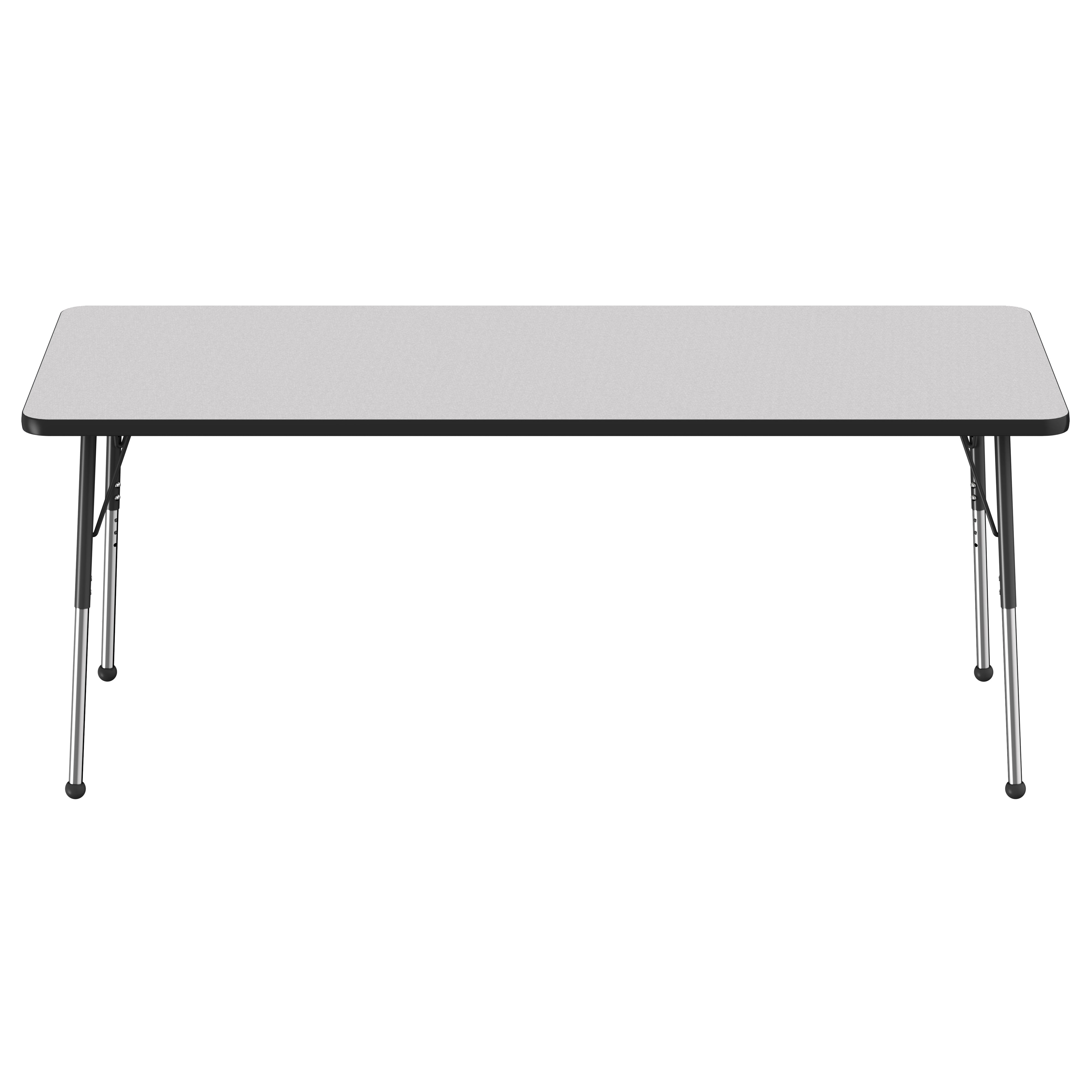 30" x 72" Rectangle Thermofused Activity Table with Adjustable Standard Ball Glide Legs - Gray/Black