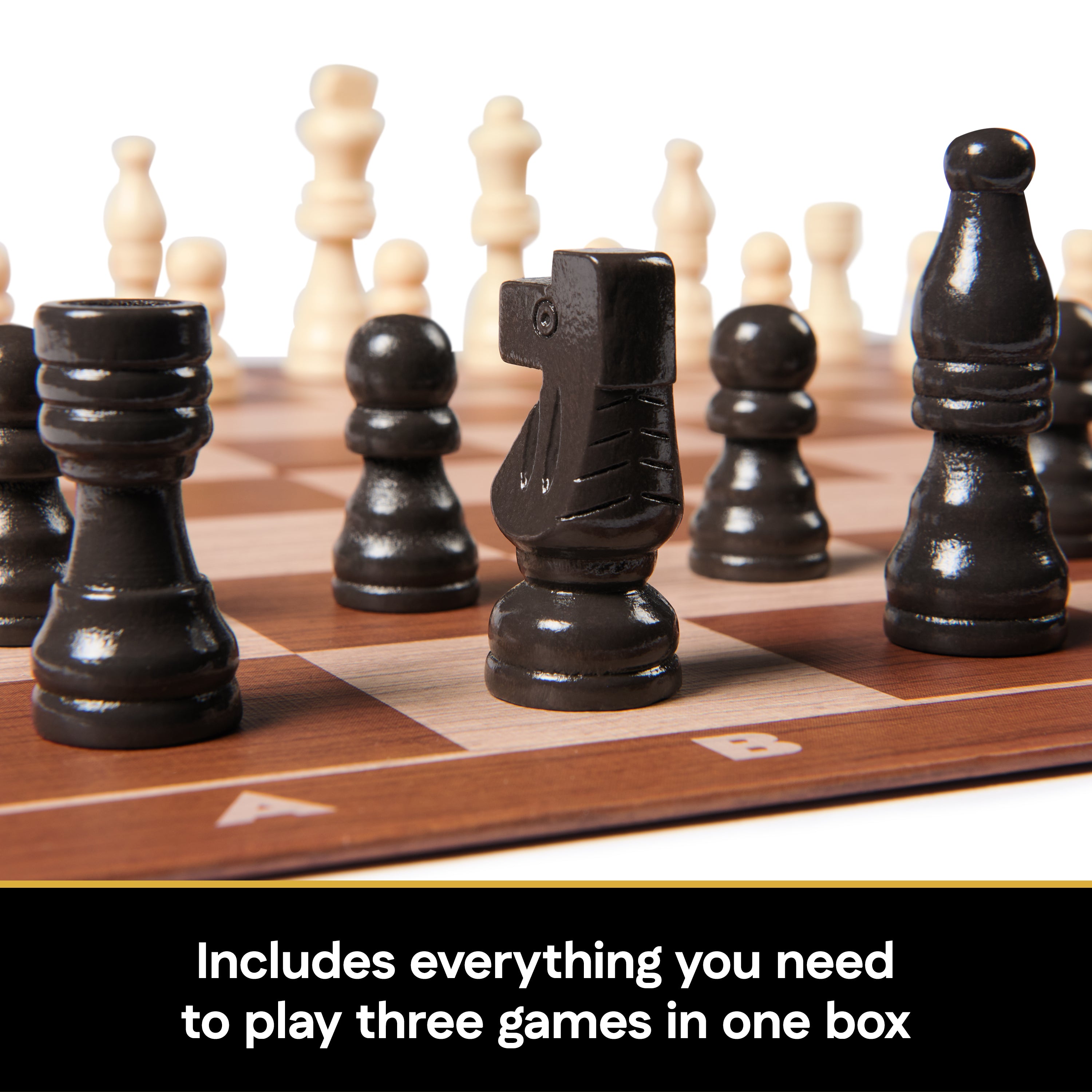 Spin Master Games, Cardinal Classics, Chess Checkers and Tic-Tac-Toe Set, Classic Strategy Games, for Adults and Kids Ages 6 and up