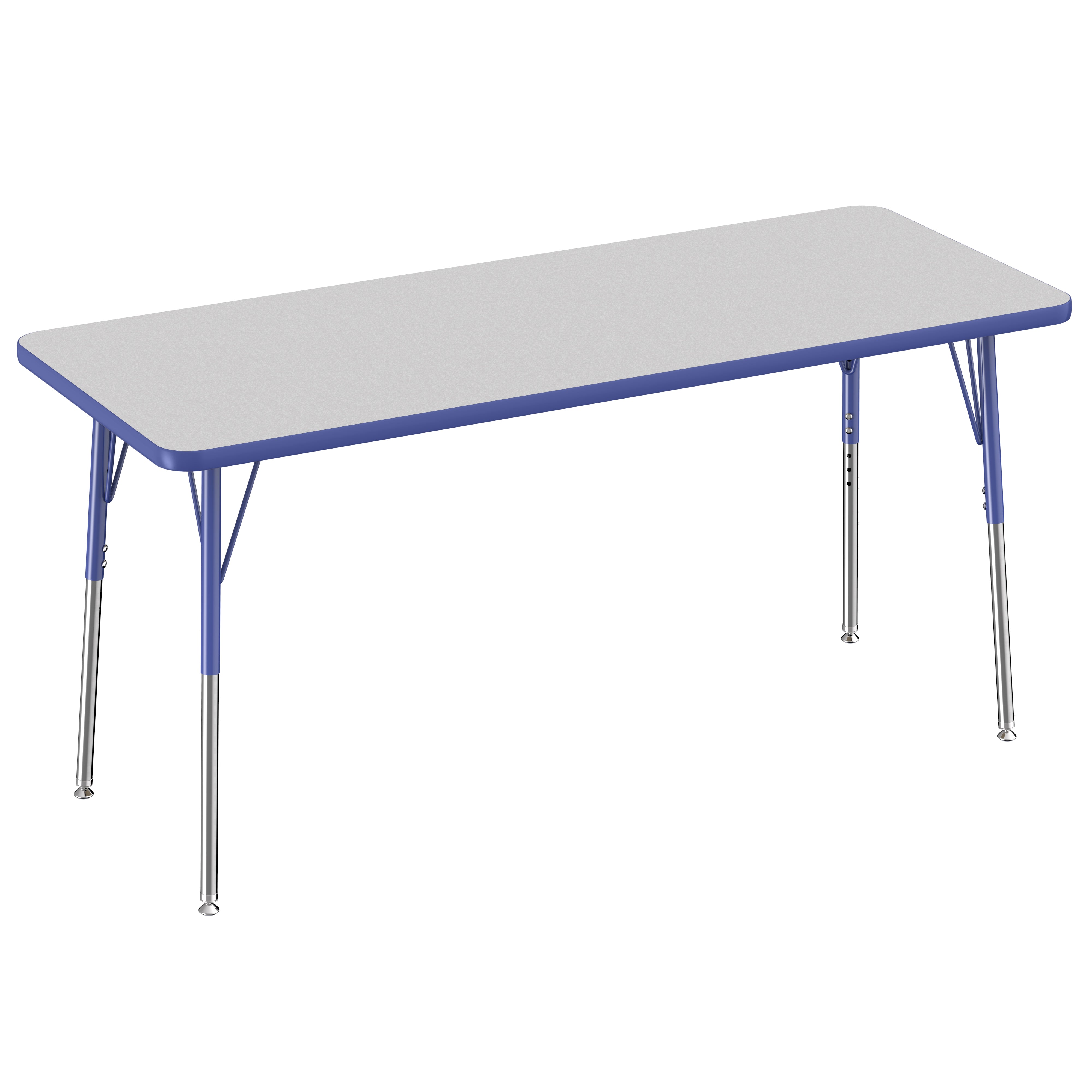 24" x 60" Rectangle Thermofused Activity Table with Adjustable Standard Swivel Glide Legs - Gray/Blue
