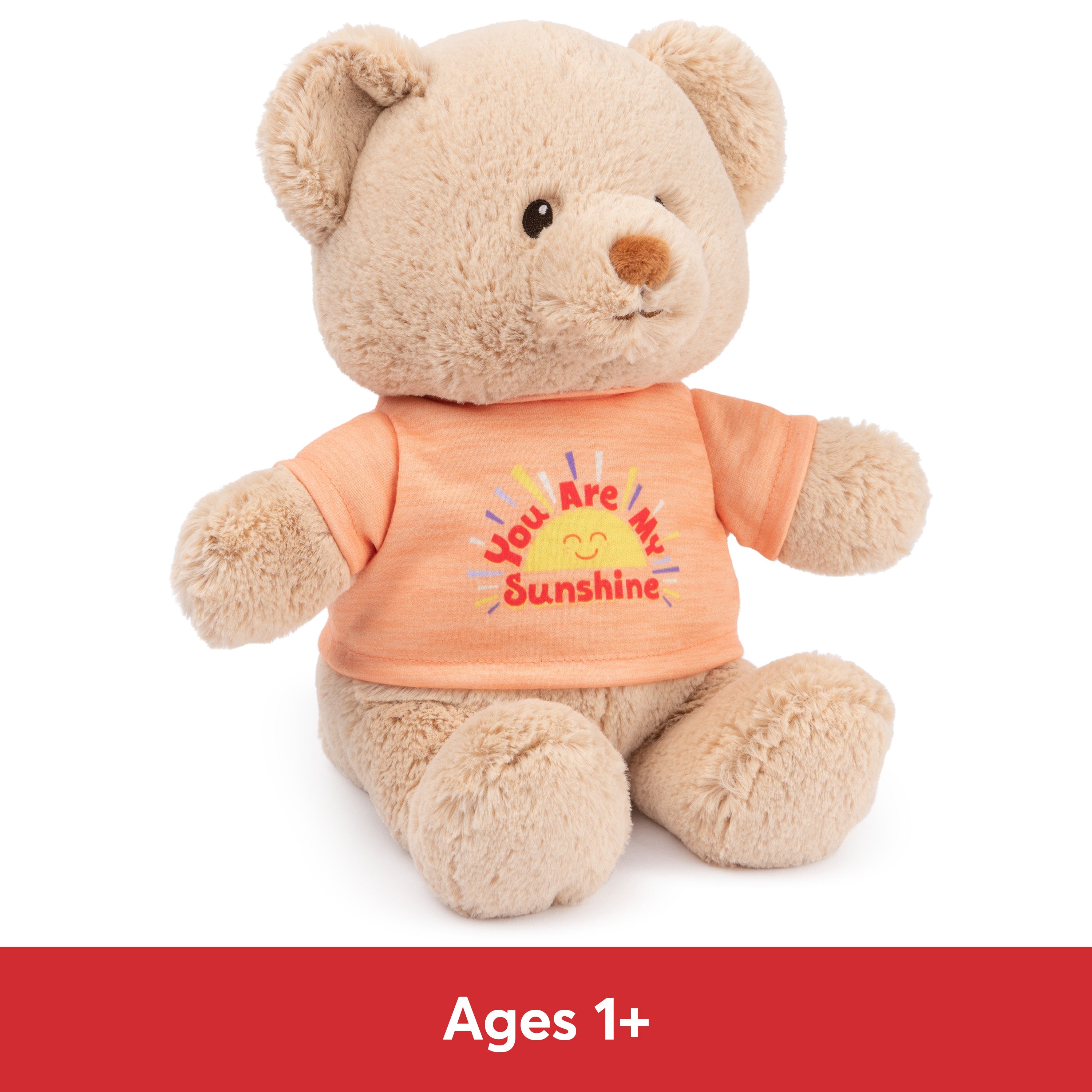 GUND “You are My Sunshine” Sustainable Message Bear with Orange T-Shirt, Teddy Bear Made from 100% Recycled Materials for Ages 1 and Up, Tan, 12”