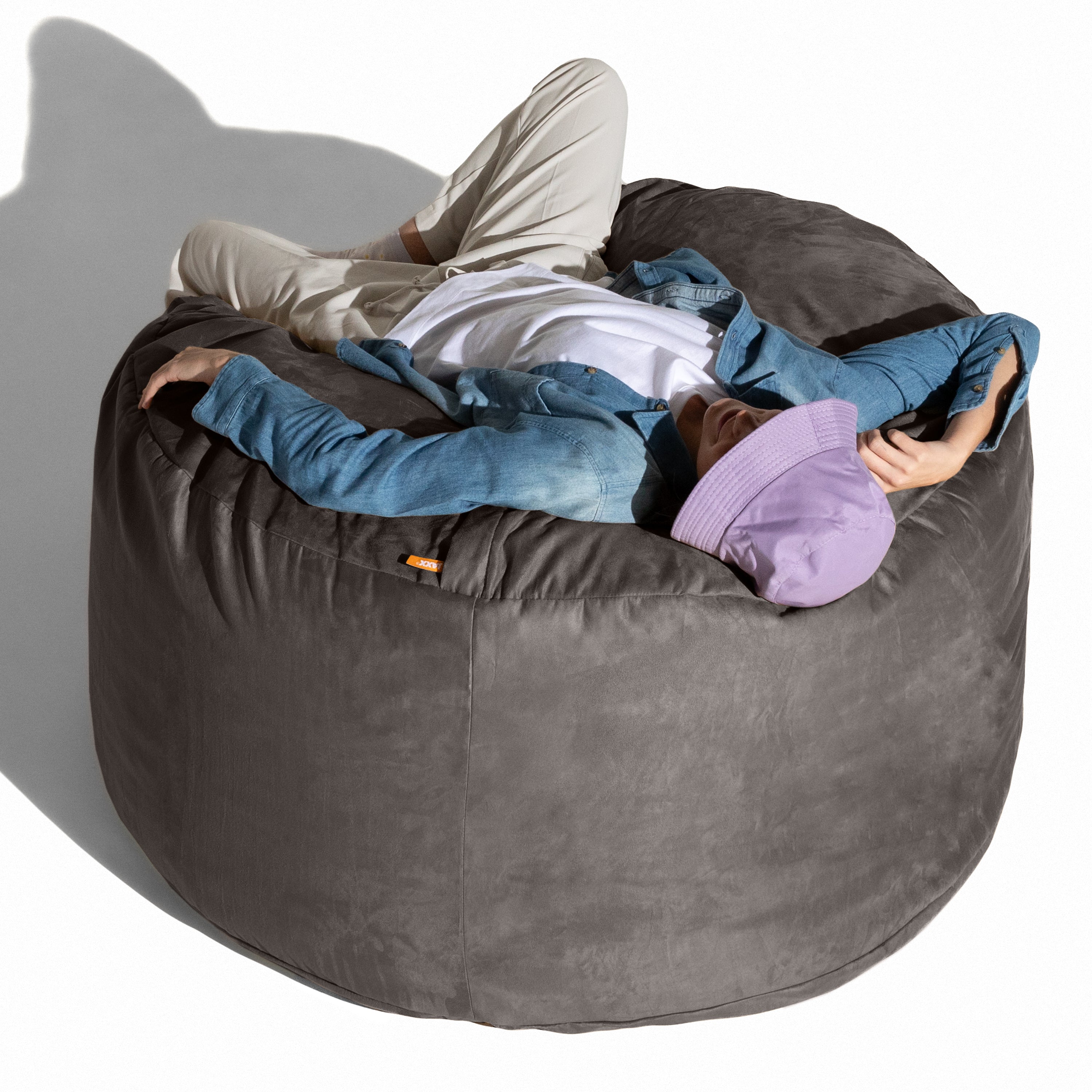 Jaxx 4 ft Round Bean Bag Chair for Adults, Charcoal