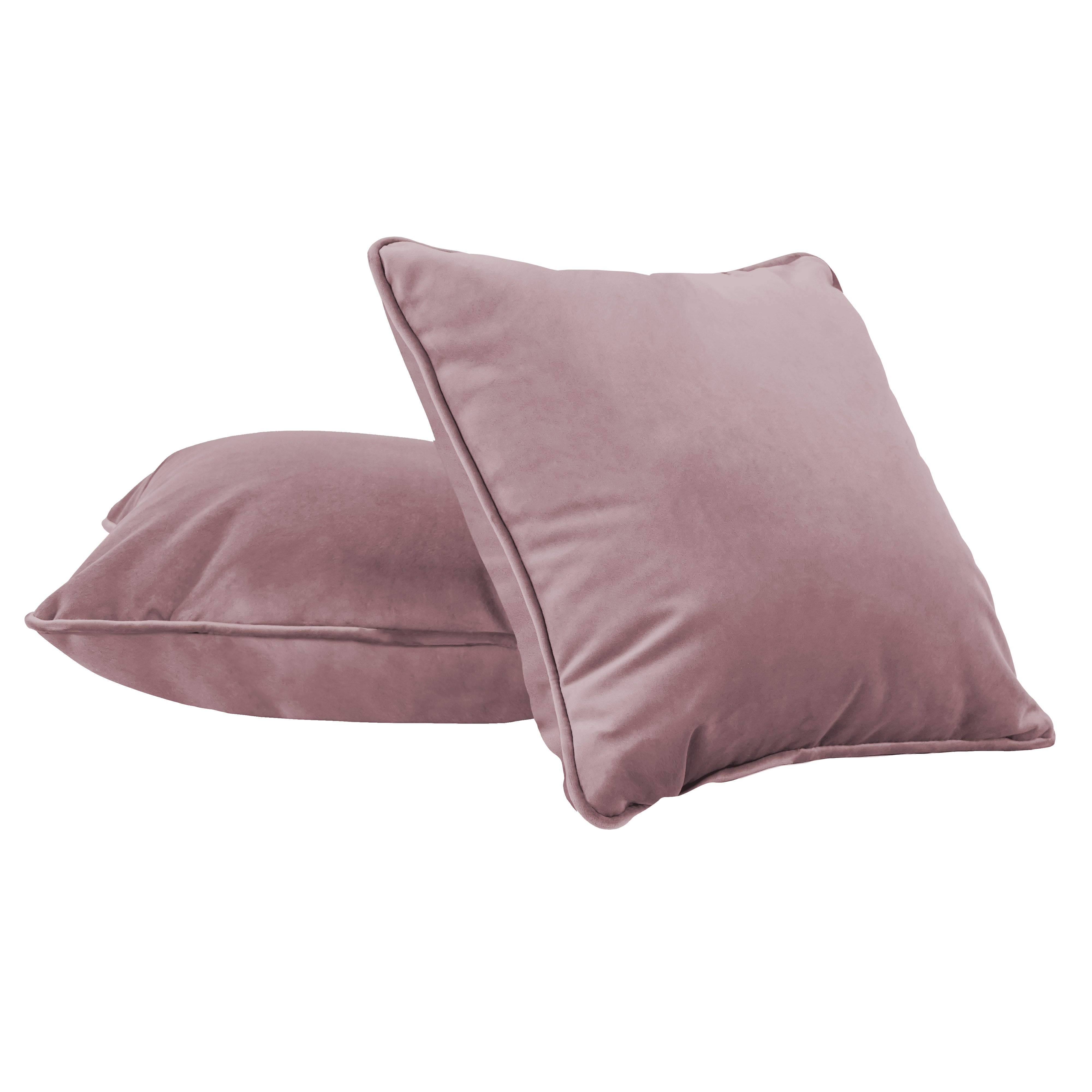 15" x 15" Square Microfiber Pillow with Piping, 2-Piece - Mauve